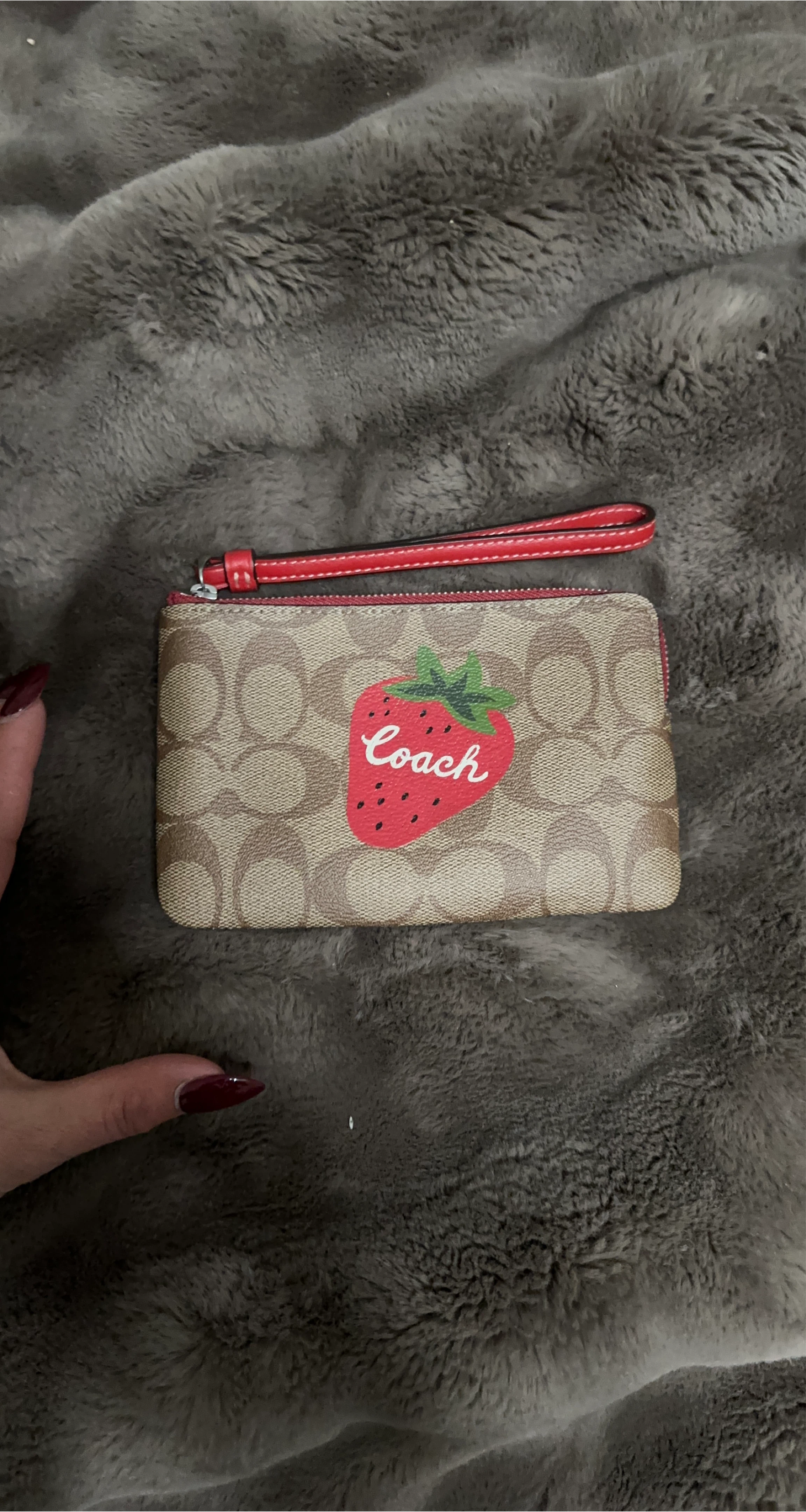 Coach Strawberry Print Wristlet