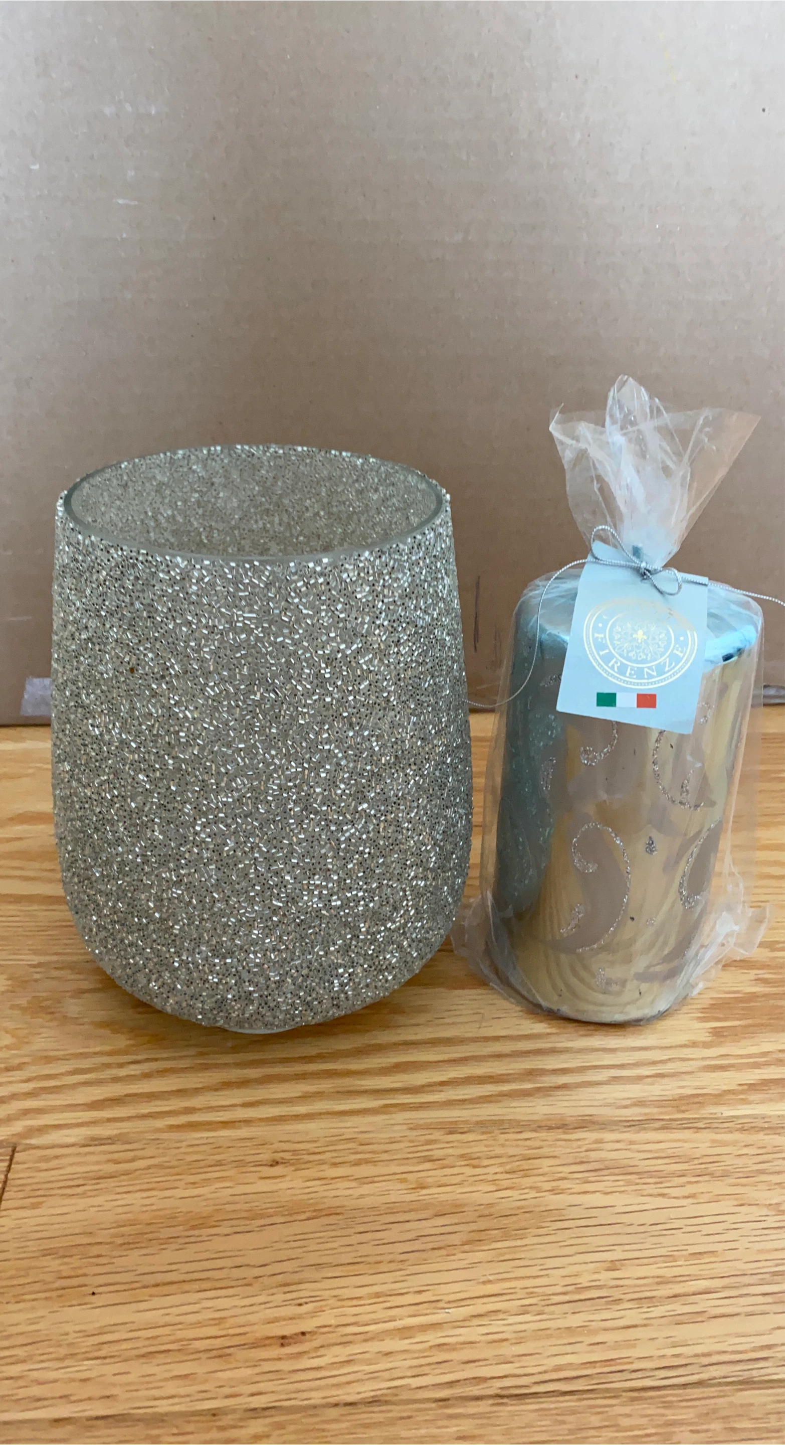 Glittery Candle Holder with Firenze Candle
