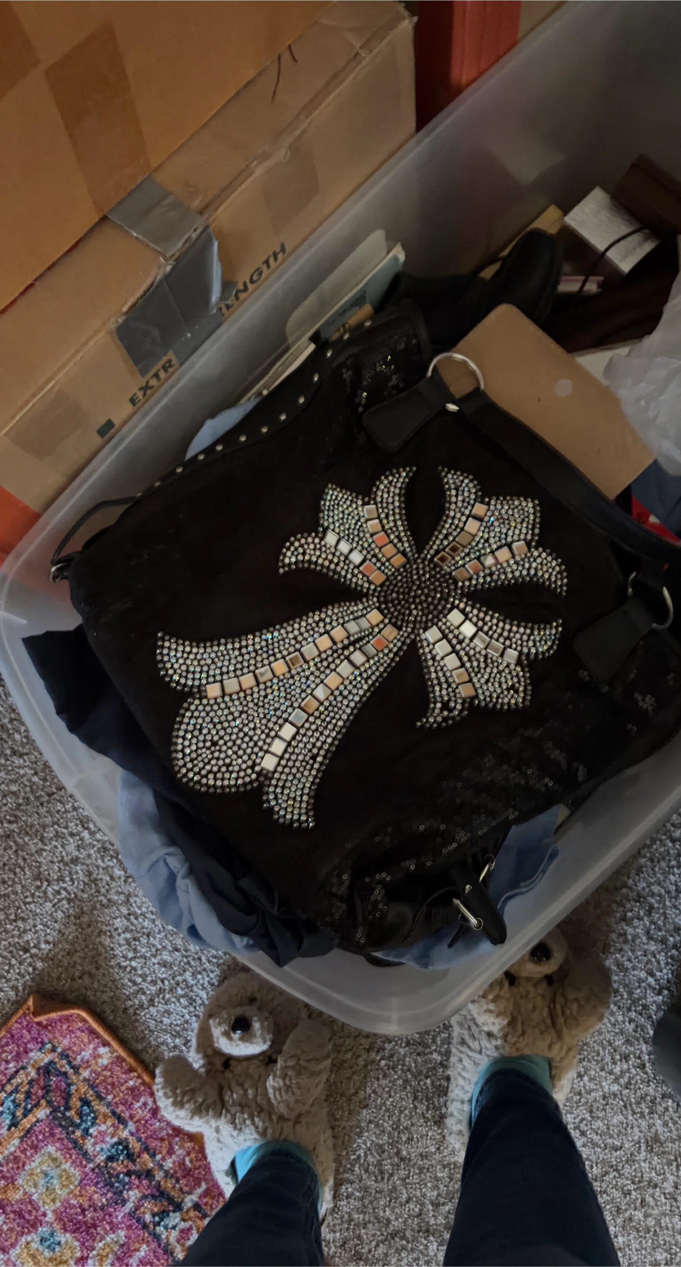 Black Studded Cross Shoulder Bag