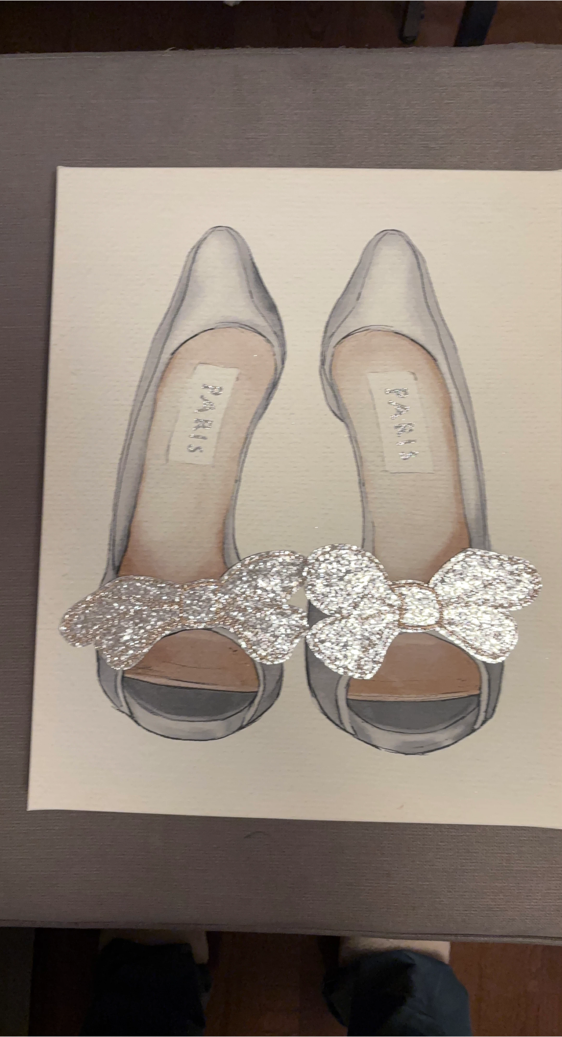 Canvas Wall Art - Silver Glitter Bow Heels