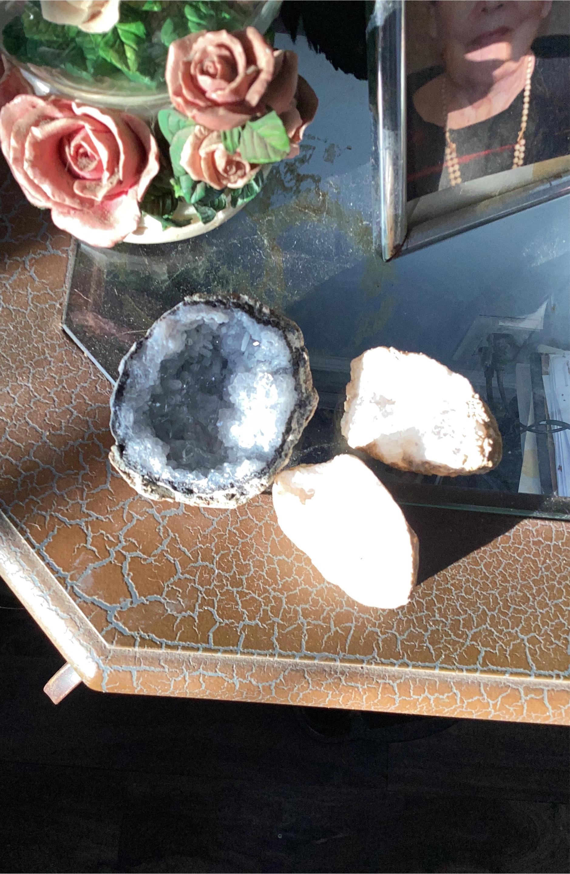 Set of 3 Natural Geodes and Crystals