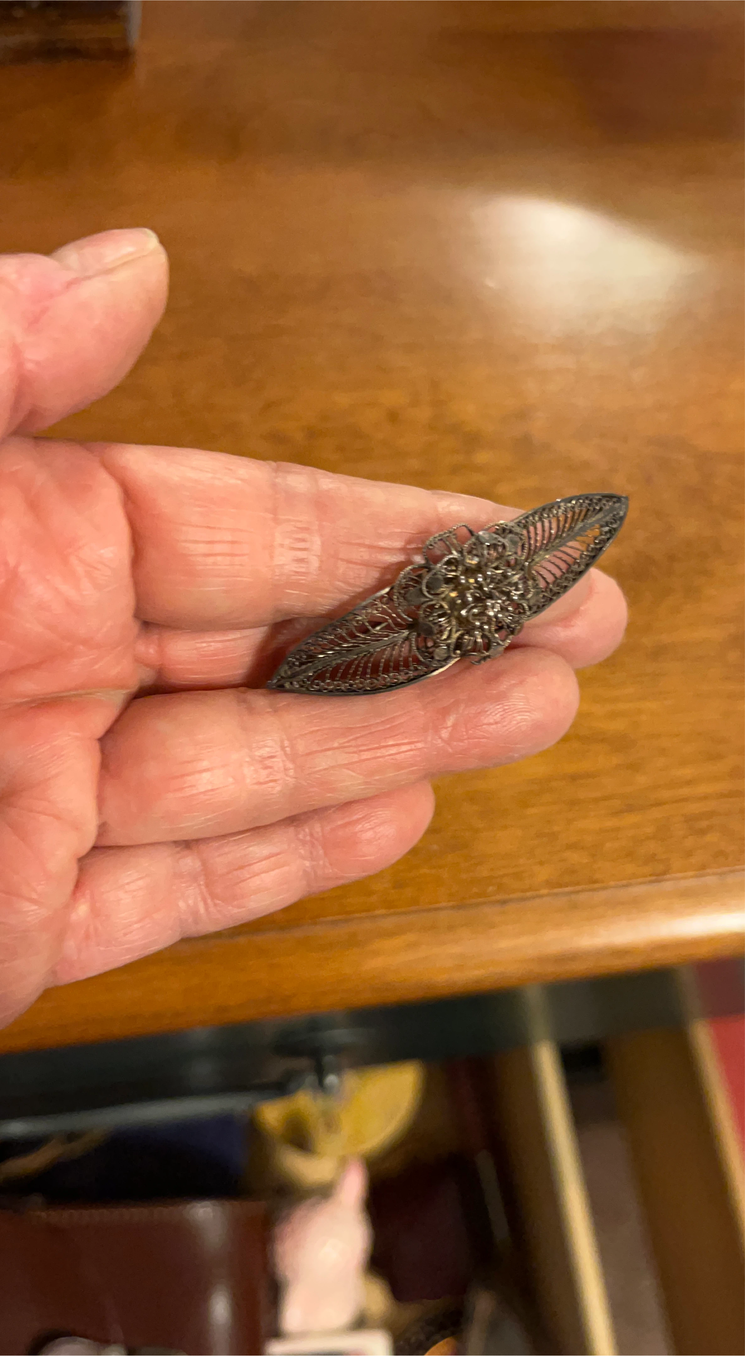 Vintage SILVER Filigree Brooch