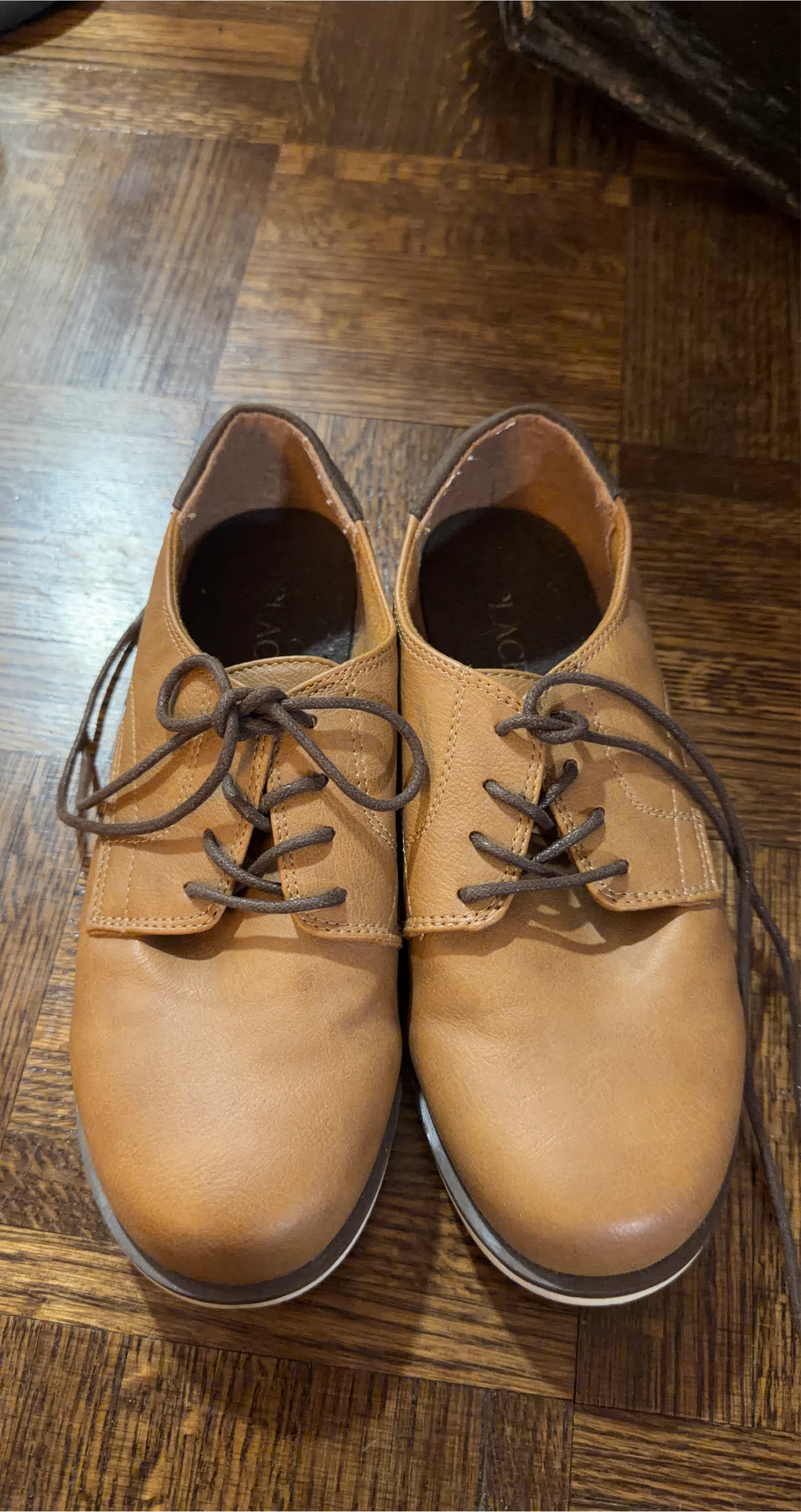 Men's Tan Leather Lace-Up Oxford Shoes