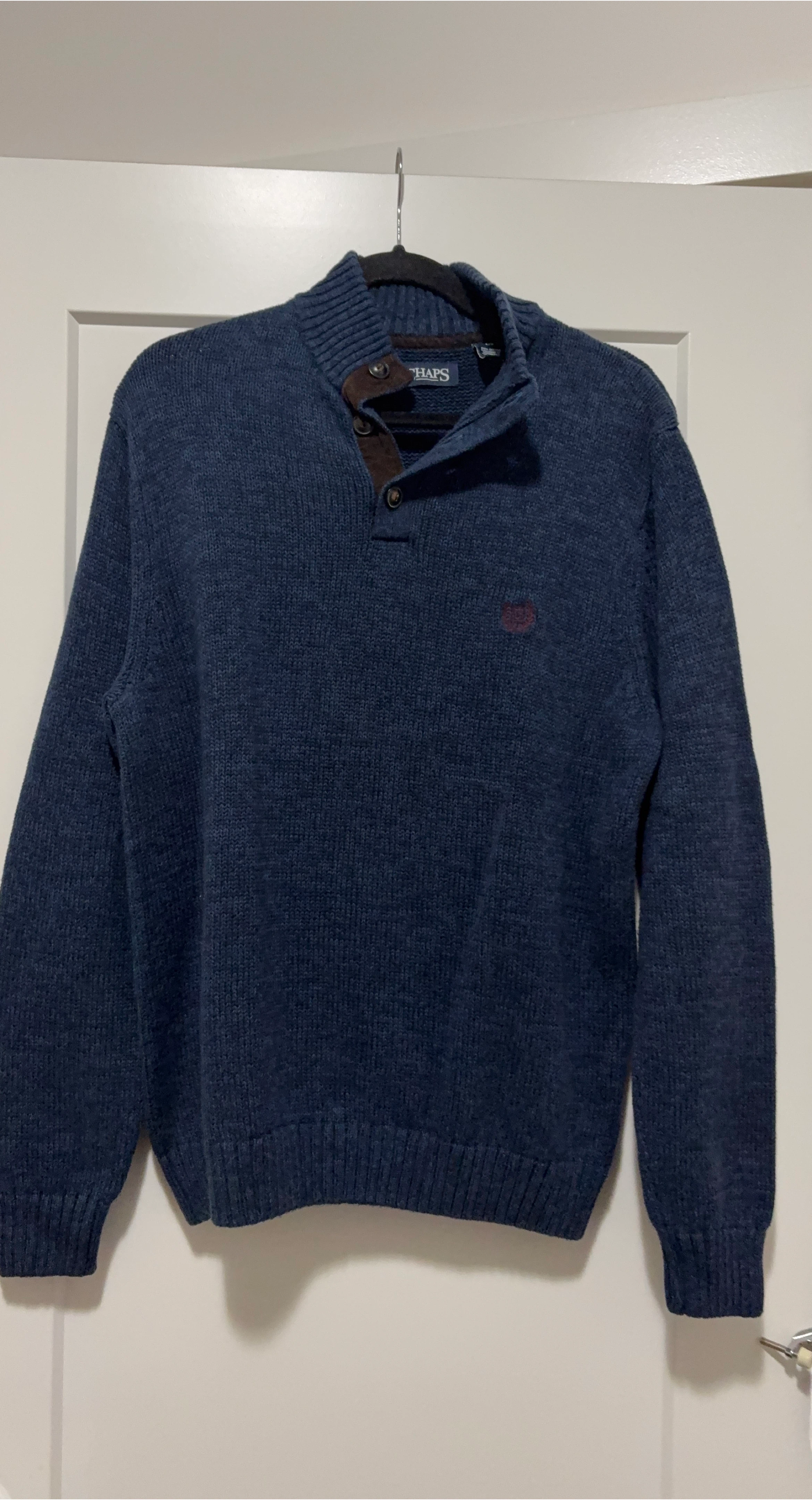 Chaps Men's Blue Button-Neck Sweater