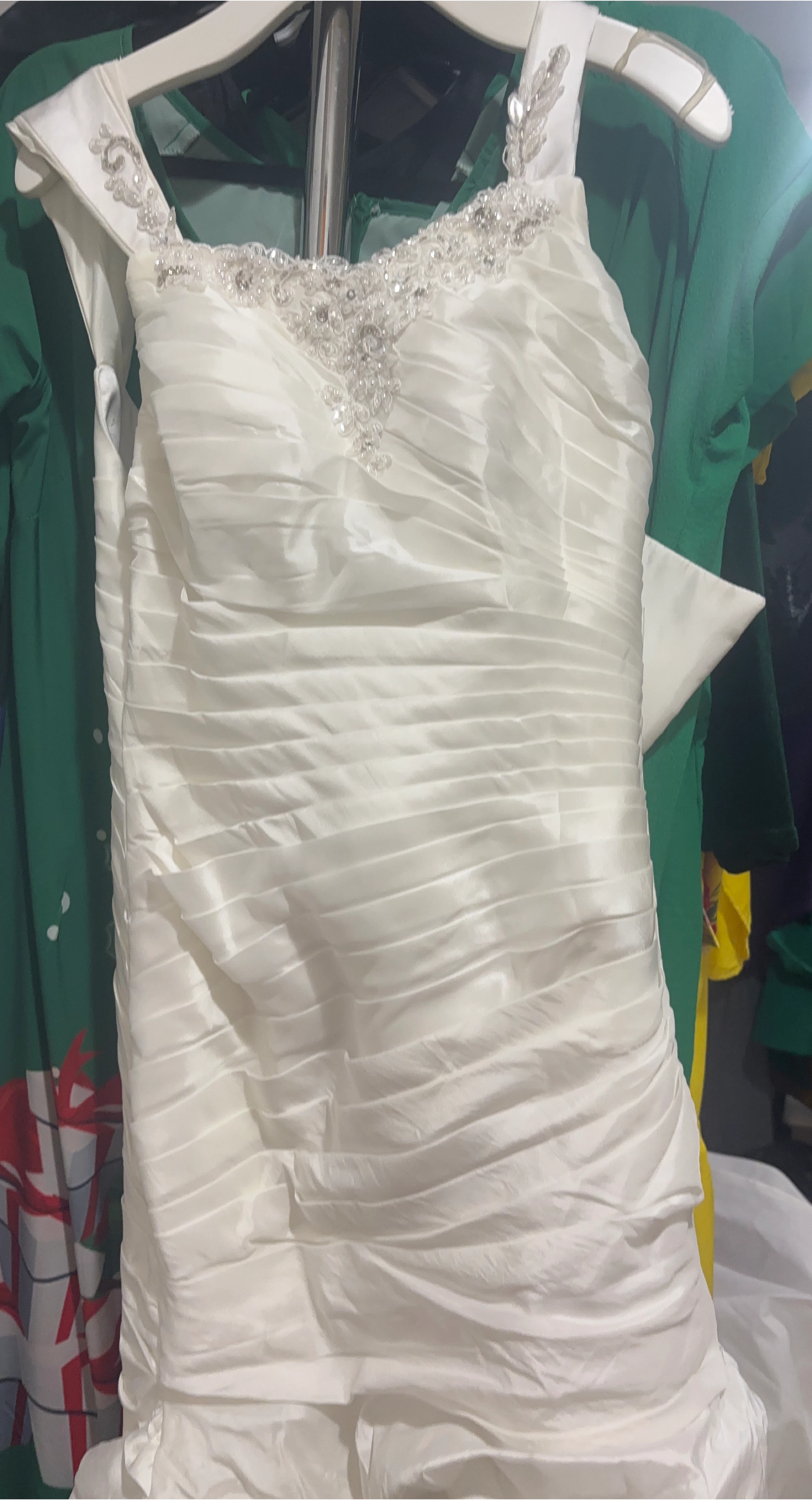 White Strapless Beaded Wedding Dress
