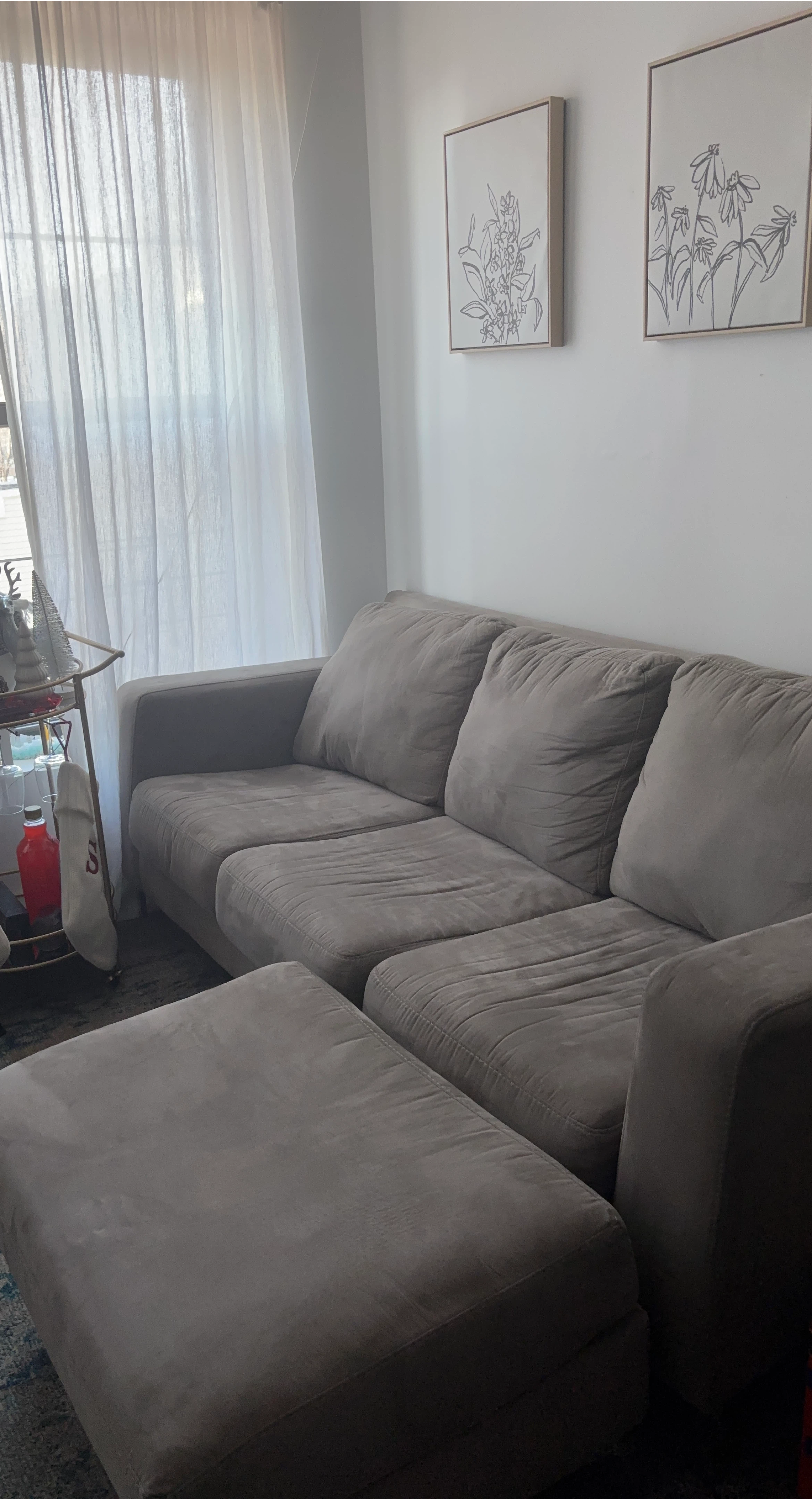 Raymour and Flanigan 3 Seater Sofa with Ottoman