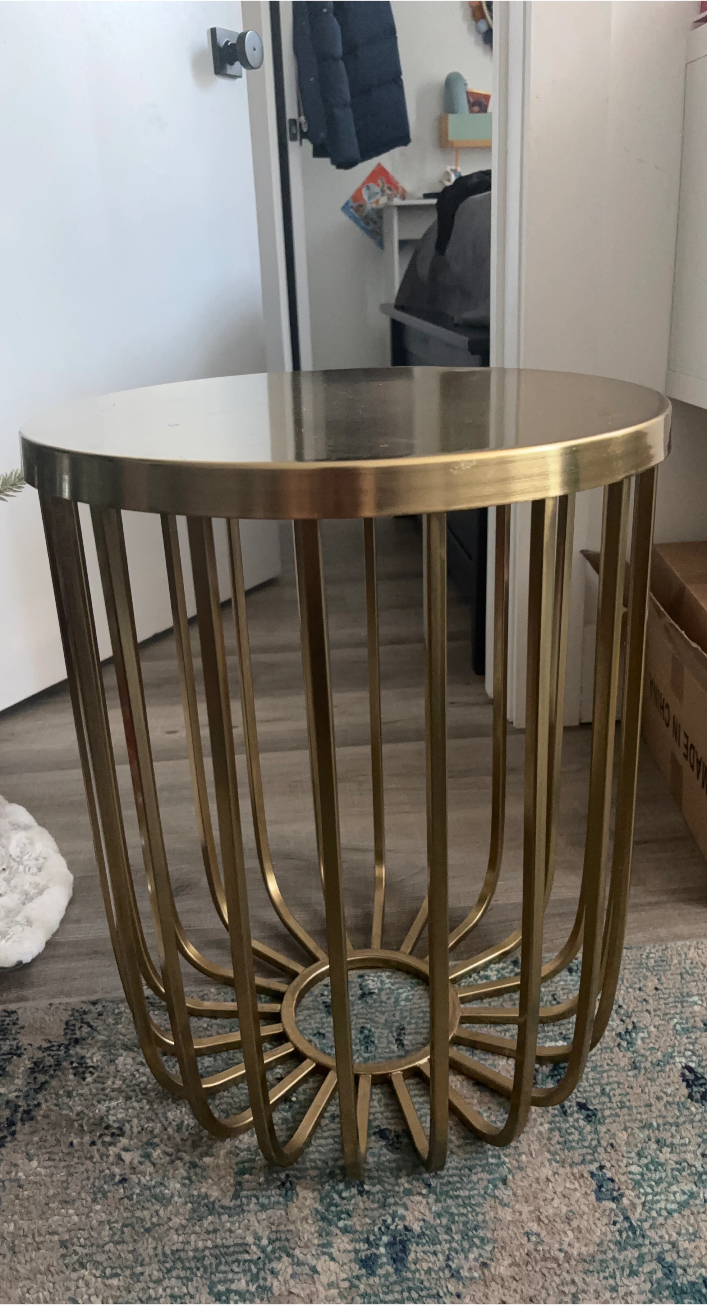 Gold Metal Round Accent Table