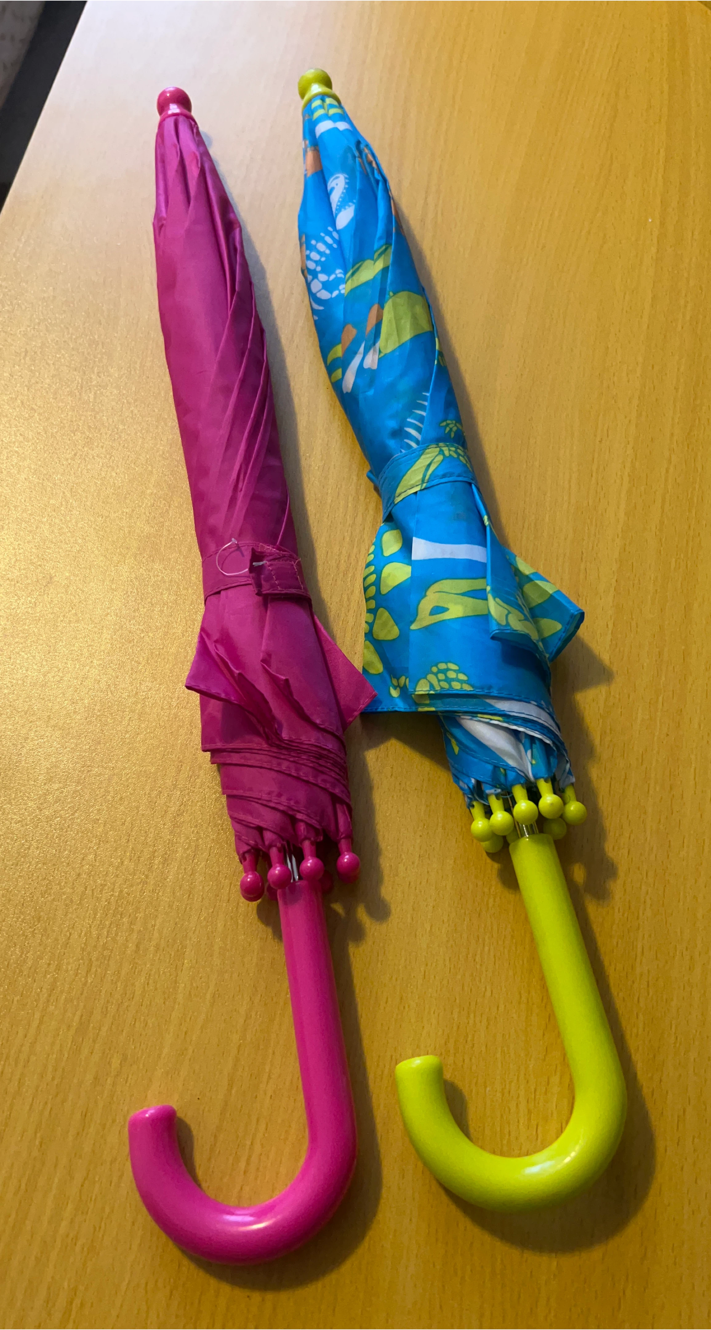 Two Children's Umbrellas - Pink and Blue Pattern
