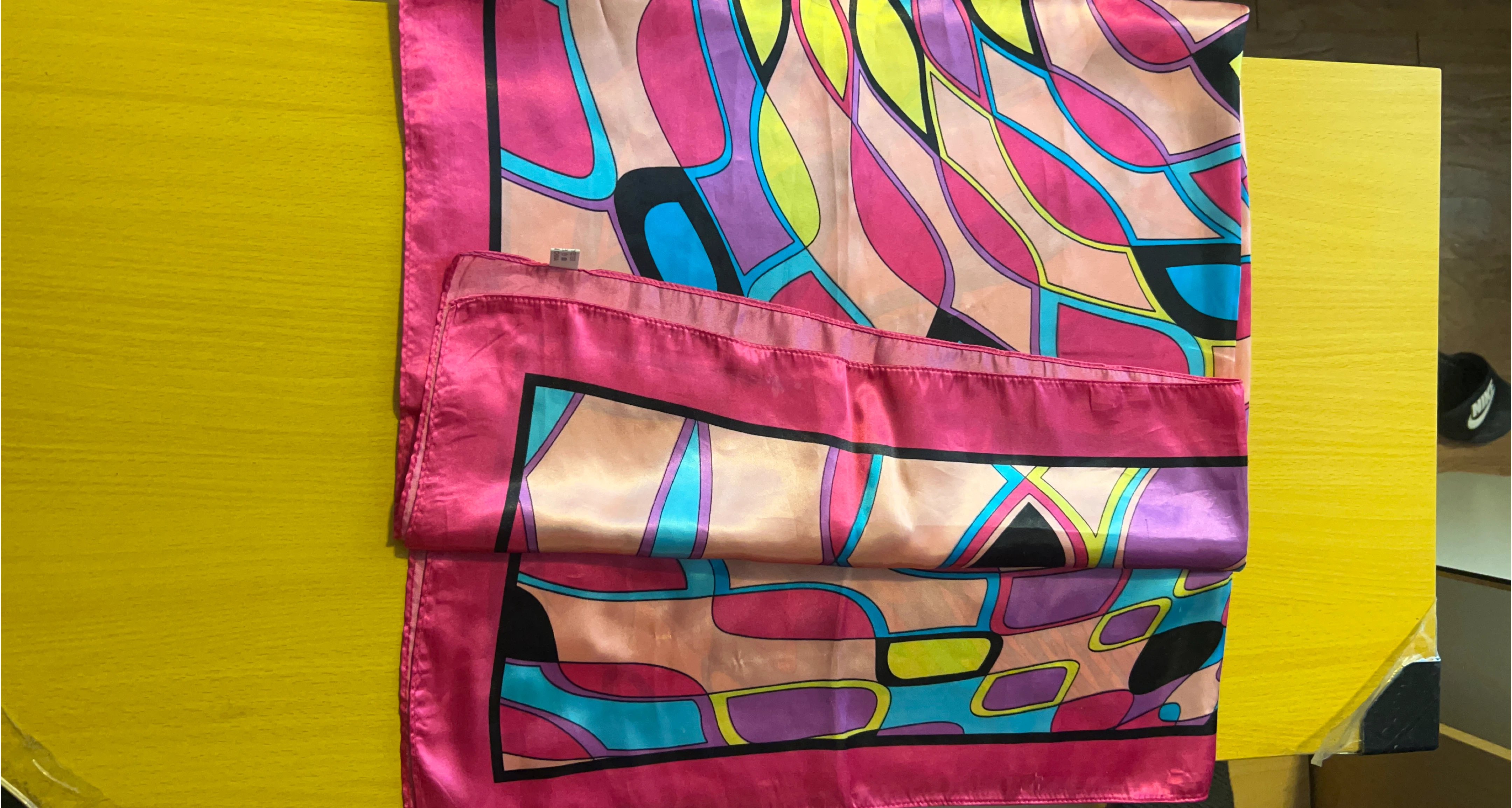 Vibrant Geometric Print Silk Scarf