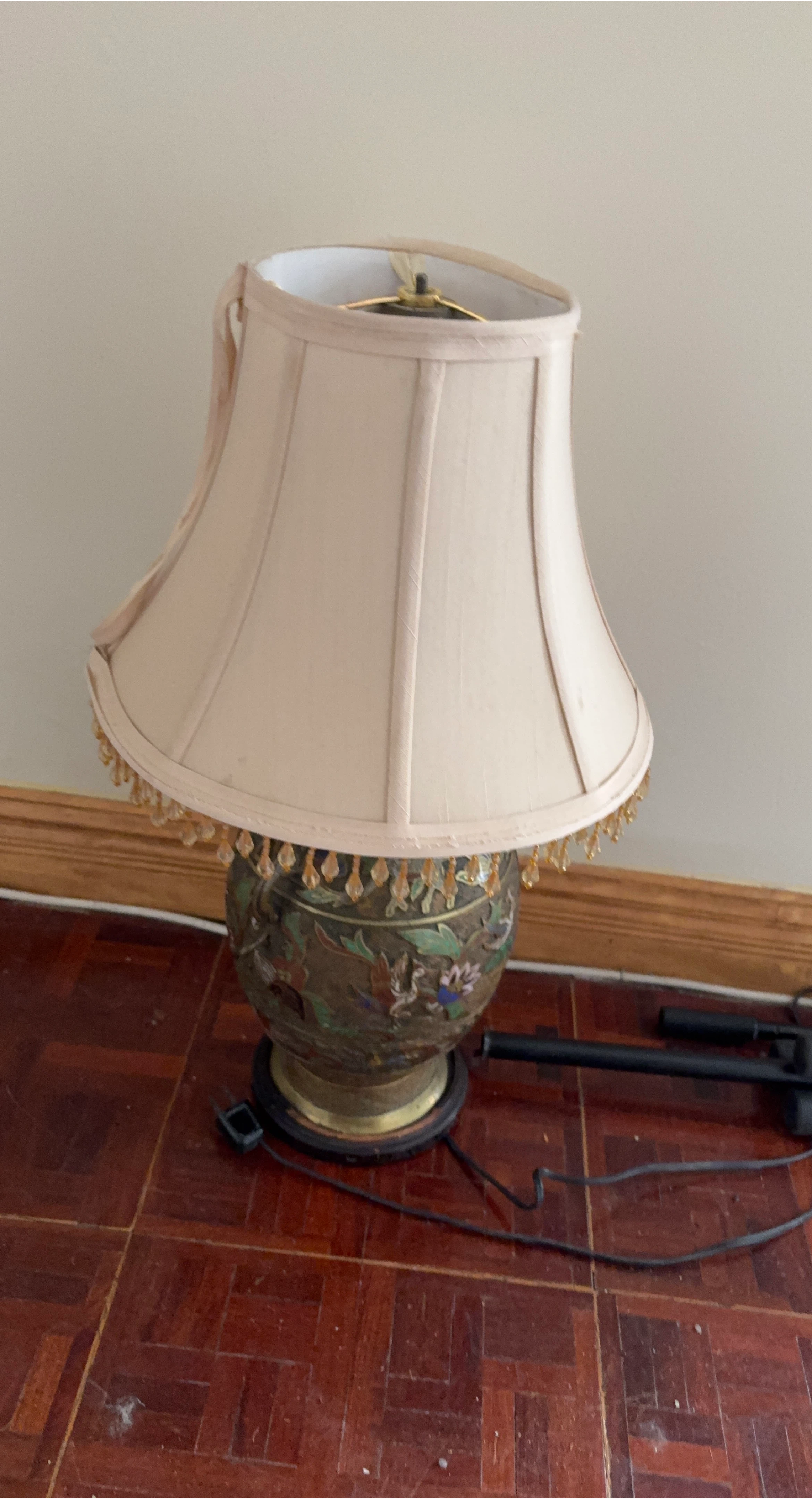 Decorative Table Lamp with Beaded Trim