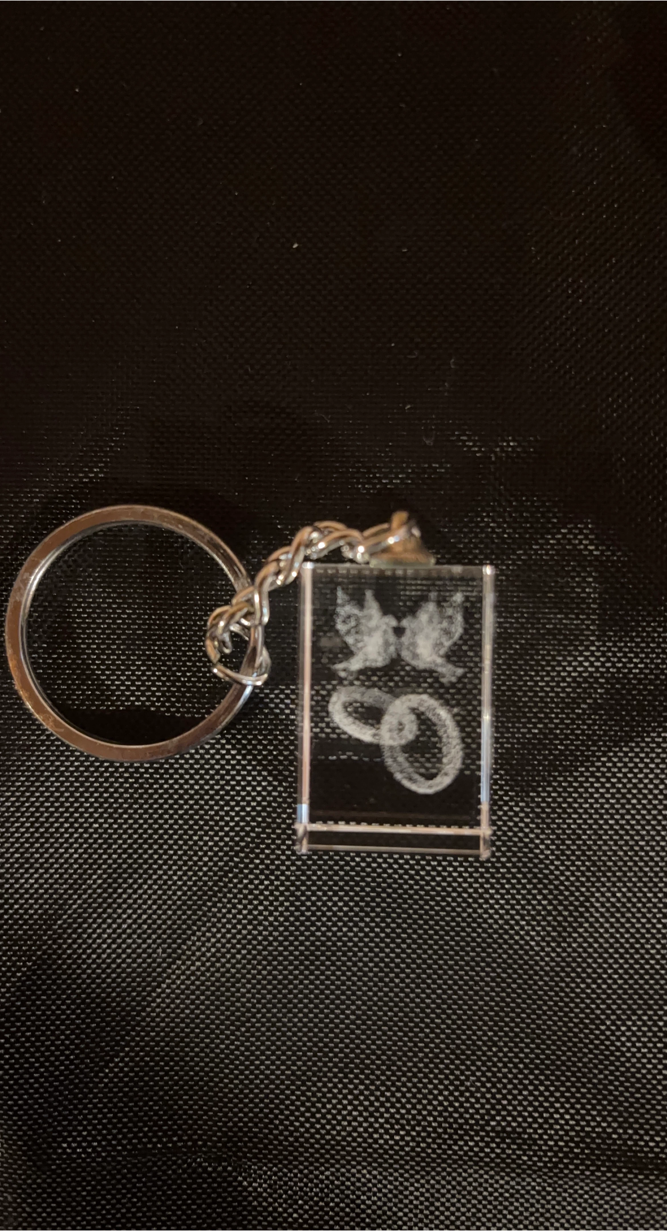 3D Glass Lazer Etched Keychain over 200 pieces