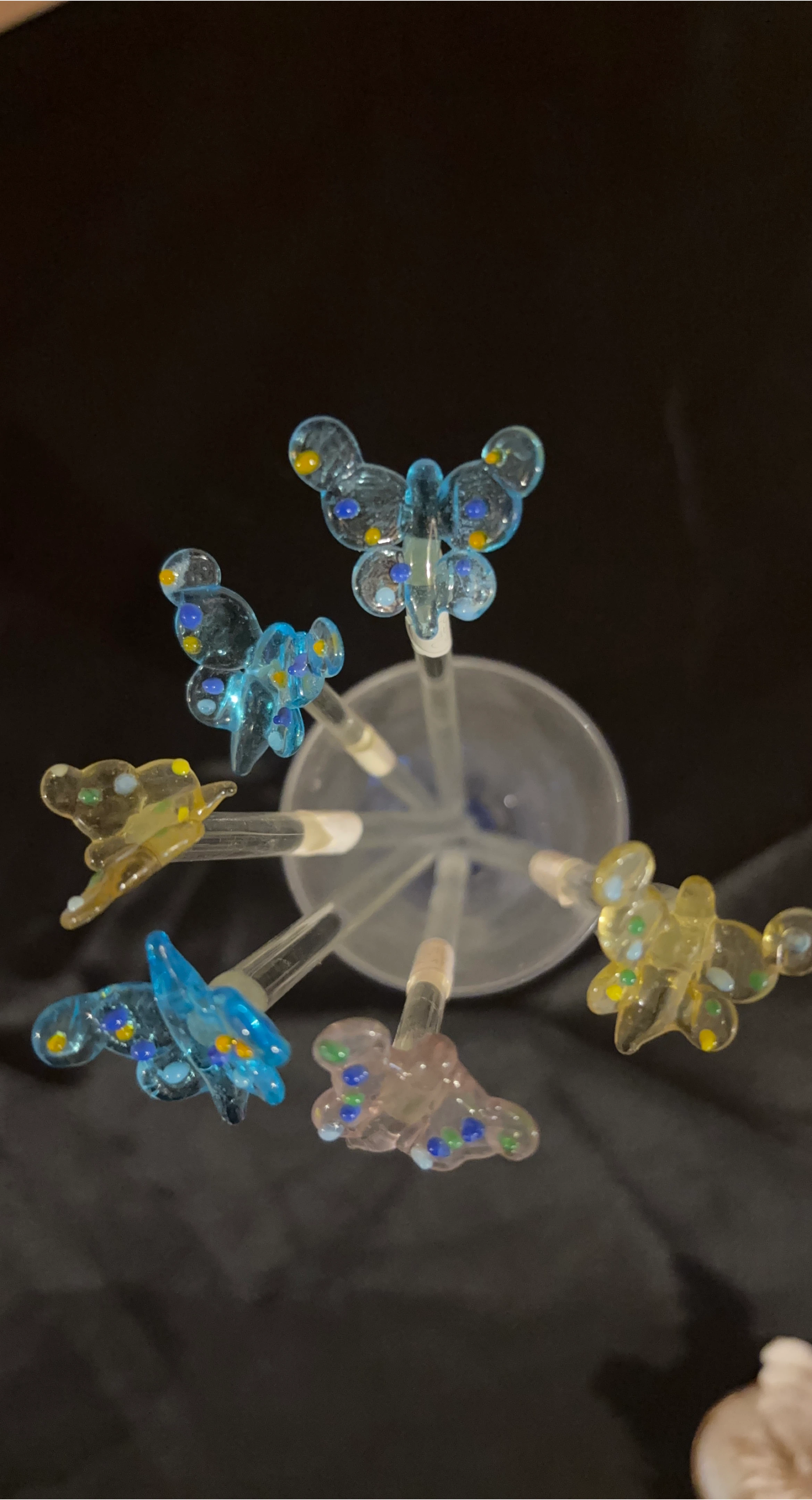 Glass Butterfly Cocktail Picks -