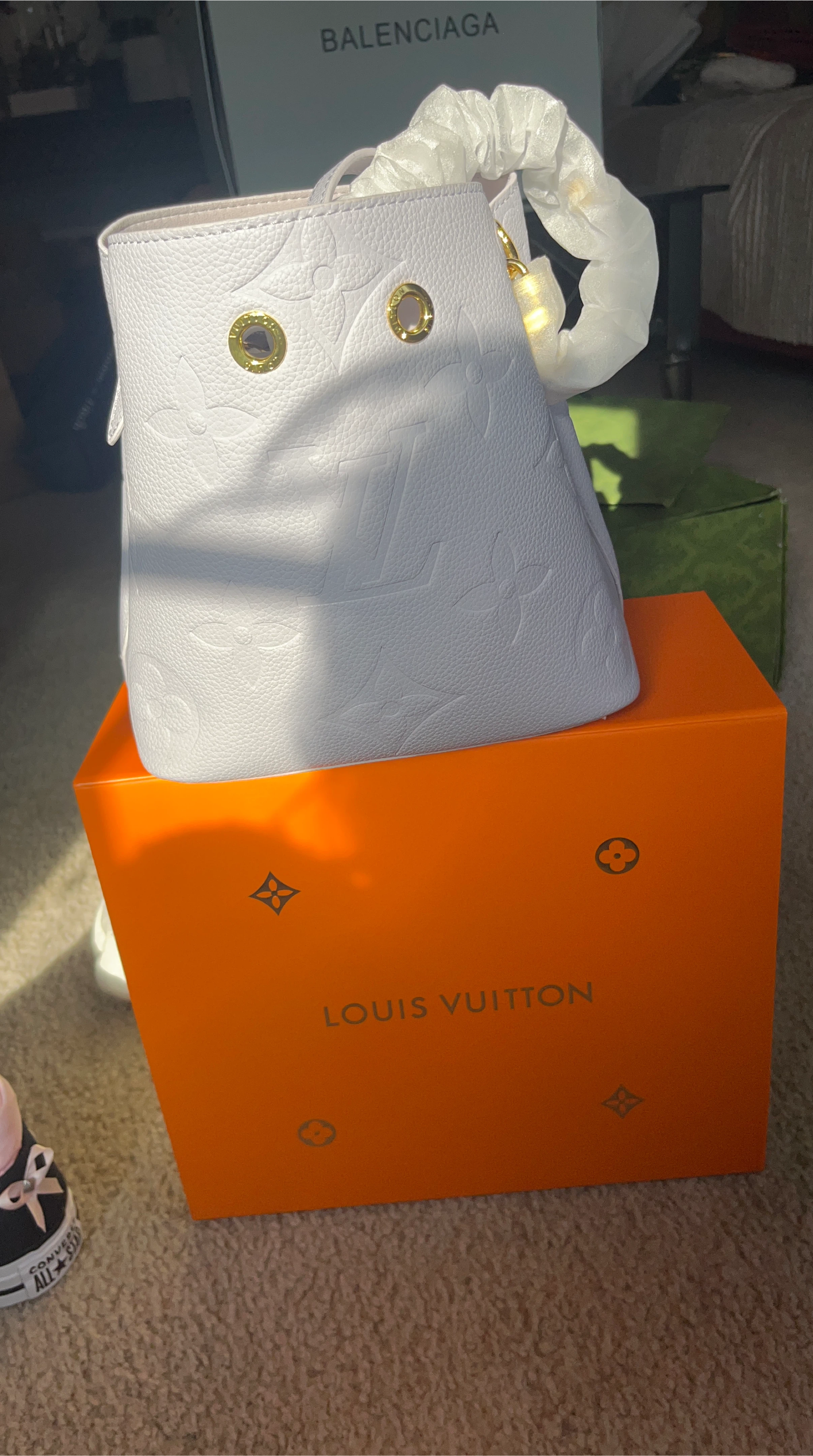 Louis Vuitton White Monogram Bucket Bag