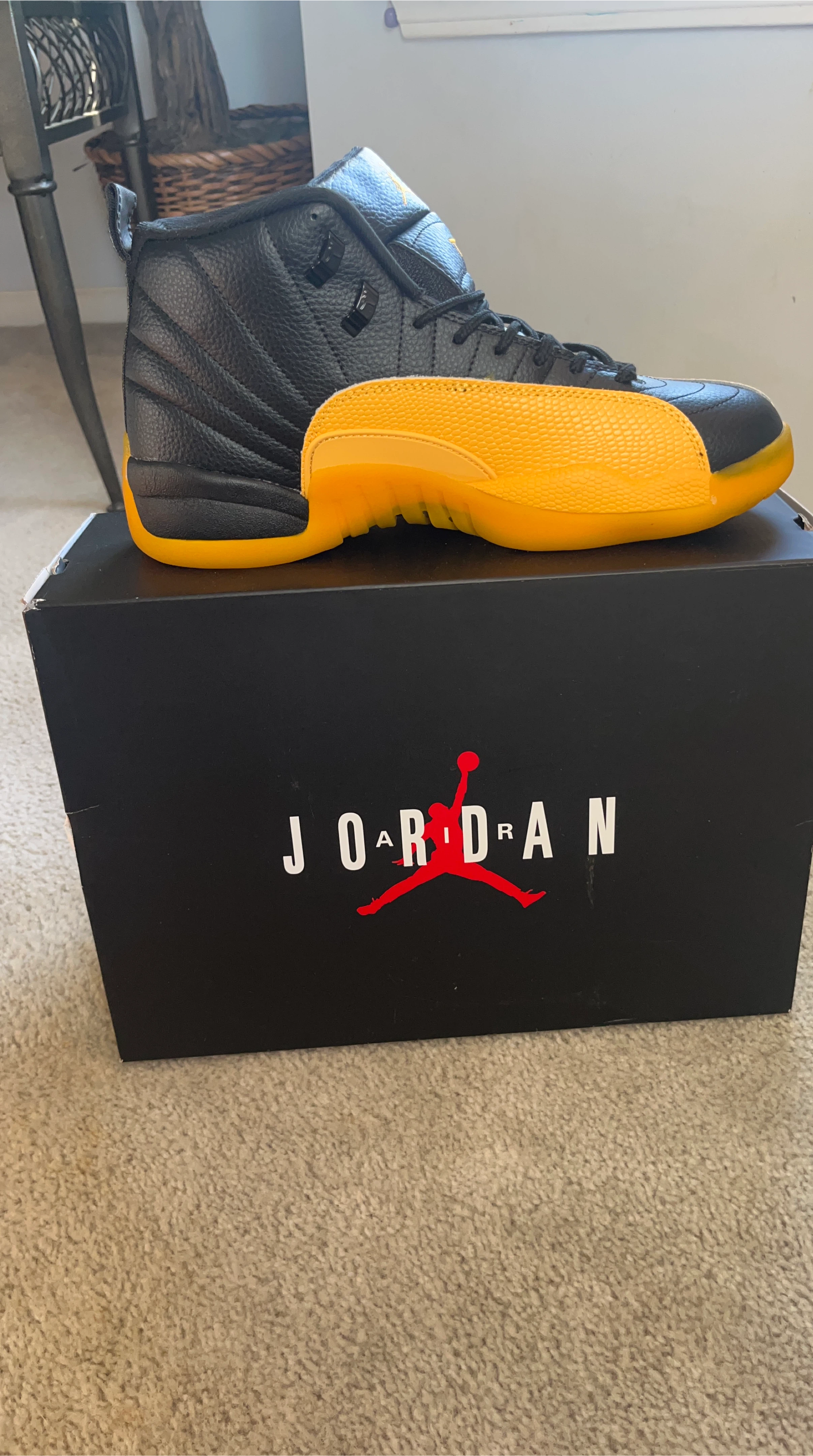 Jordan 12 Retro Black Yellow Sneakers