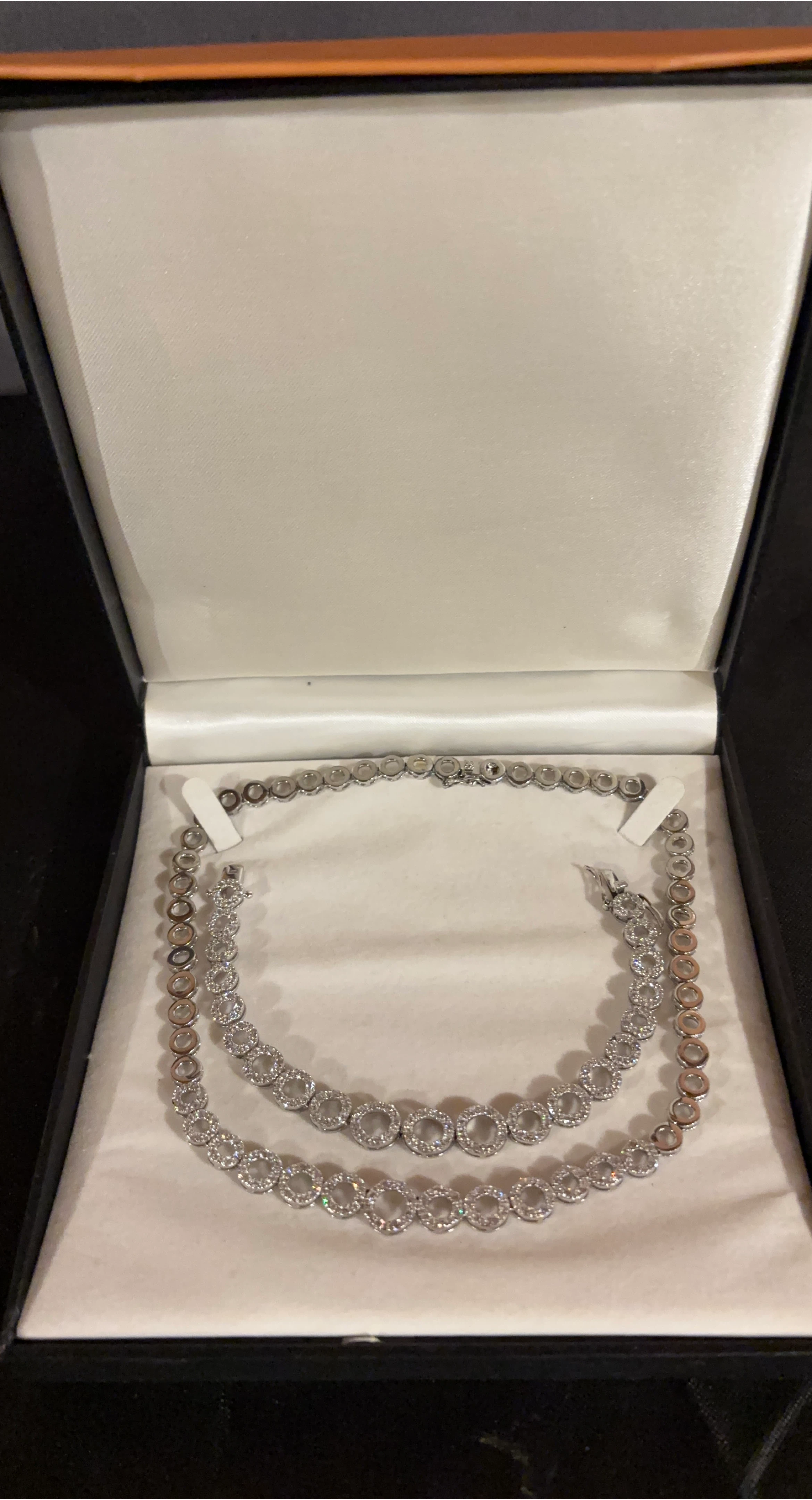 CZ silver Tennis Necklace and Bracelet Set