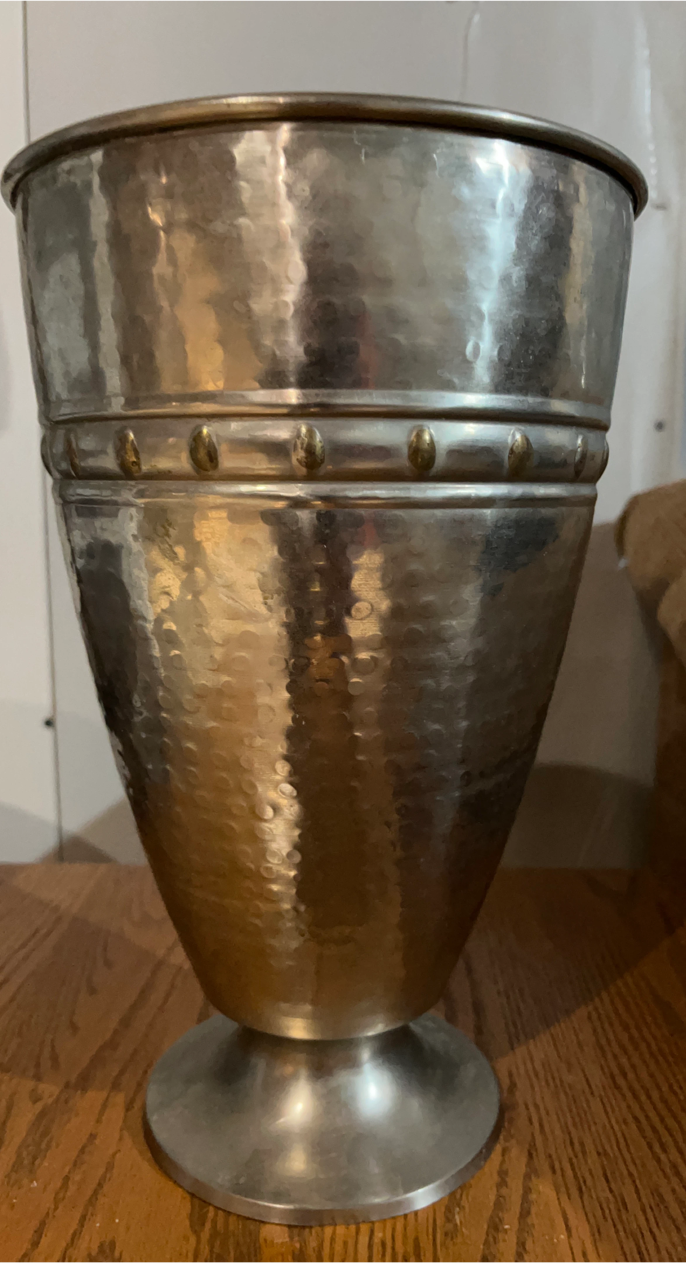 Hammered Metal Urn Vase