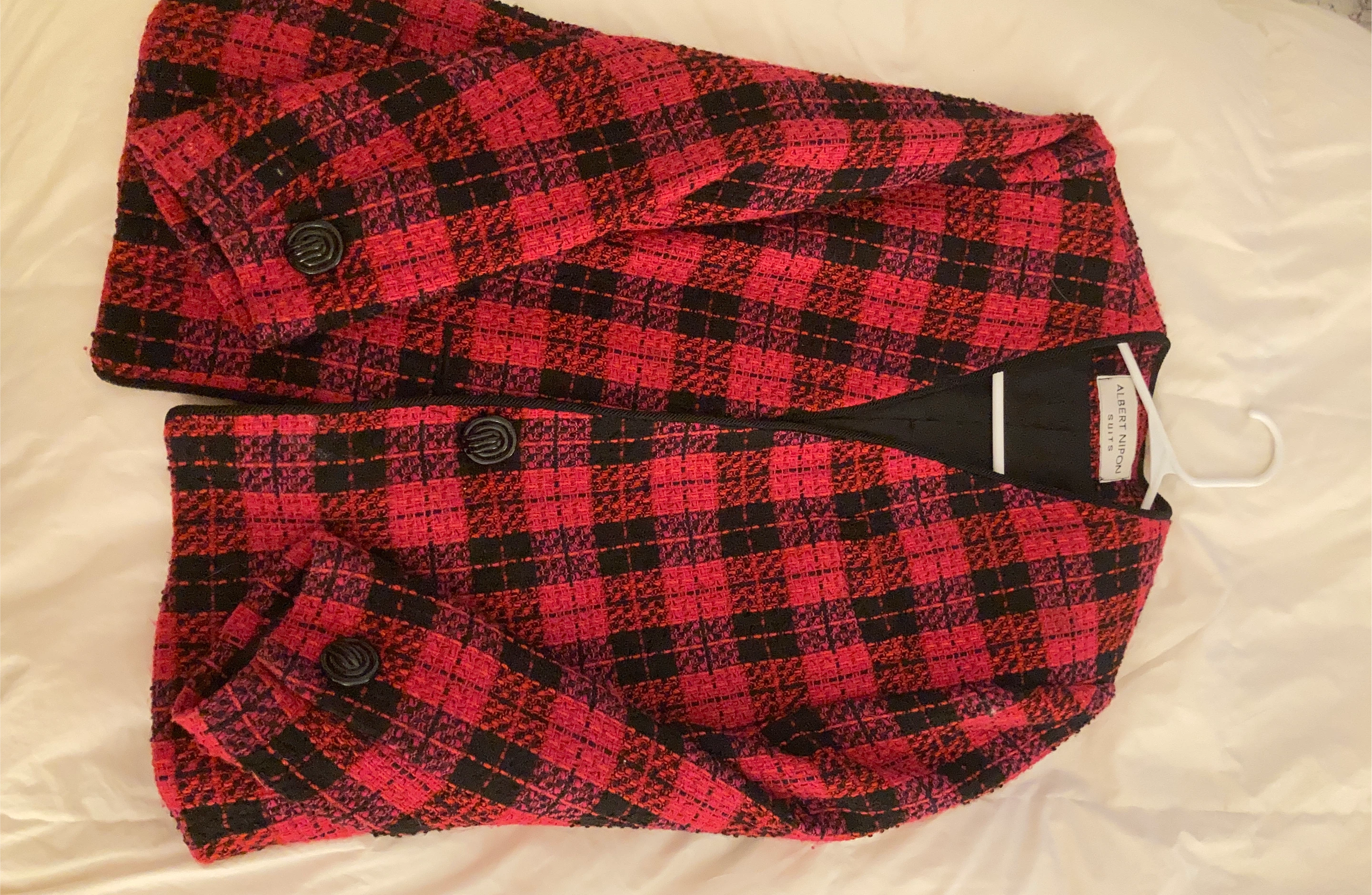 Albert Nippon Suits Red Plaid Blazer