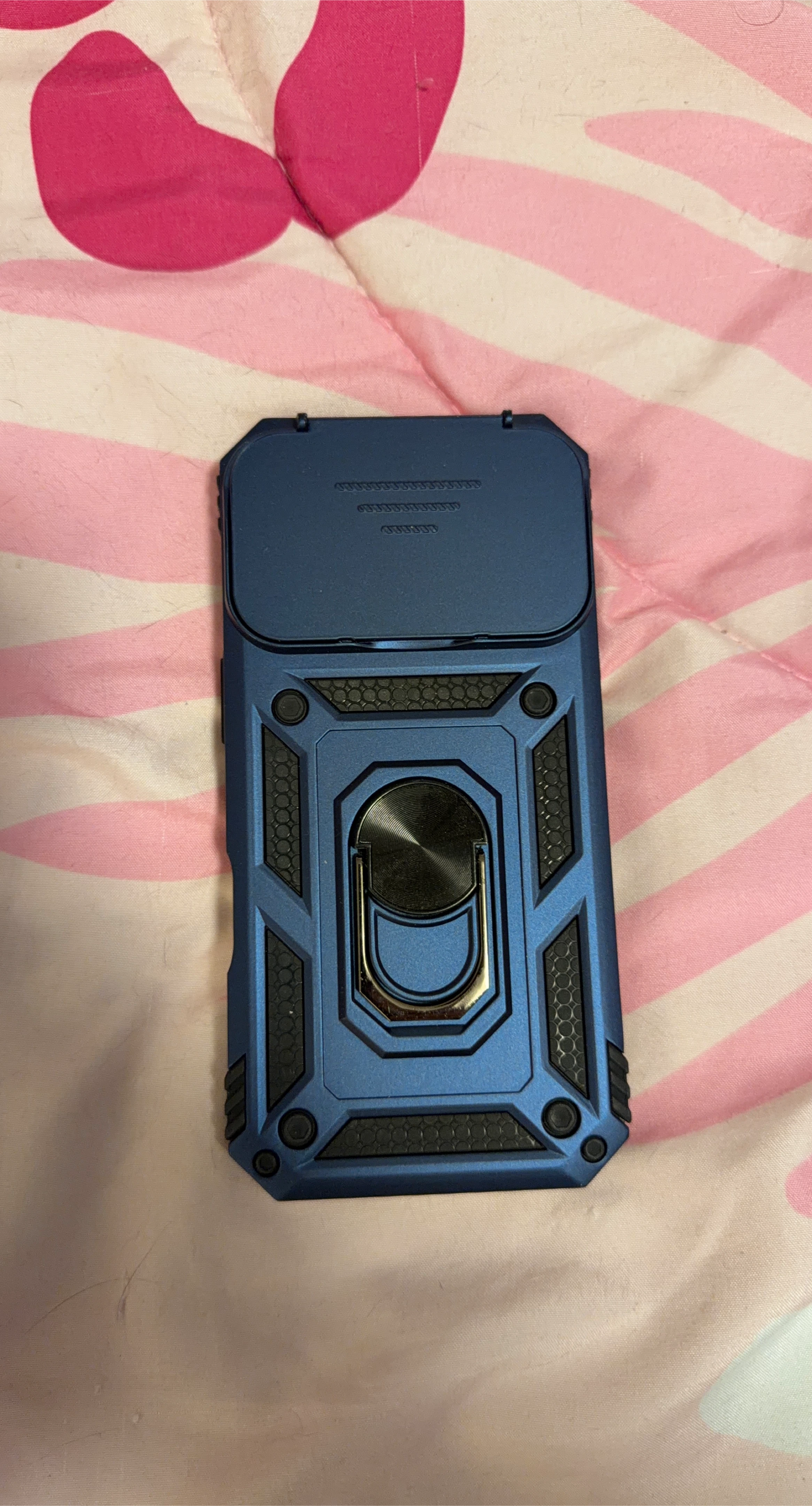 Blue Protective Phone Case with Ring Holder