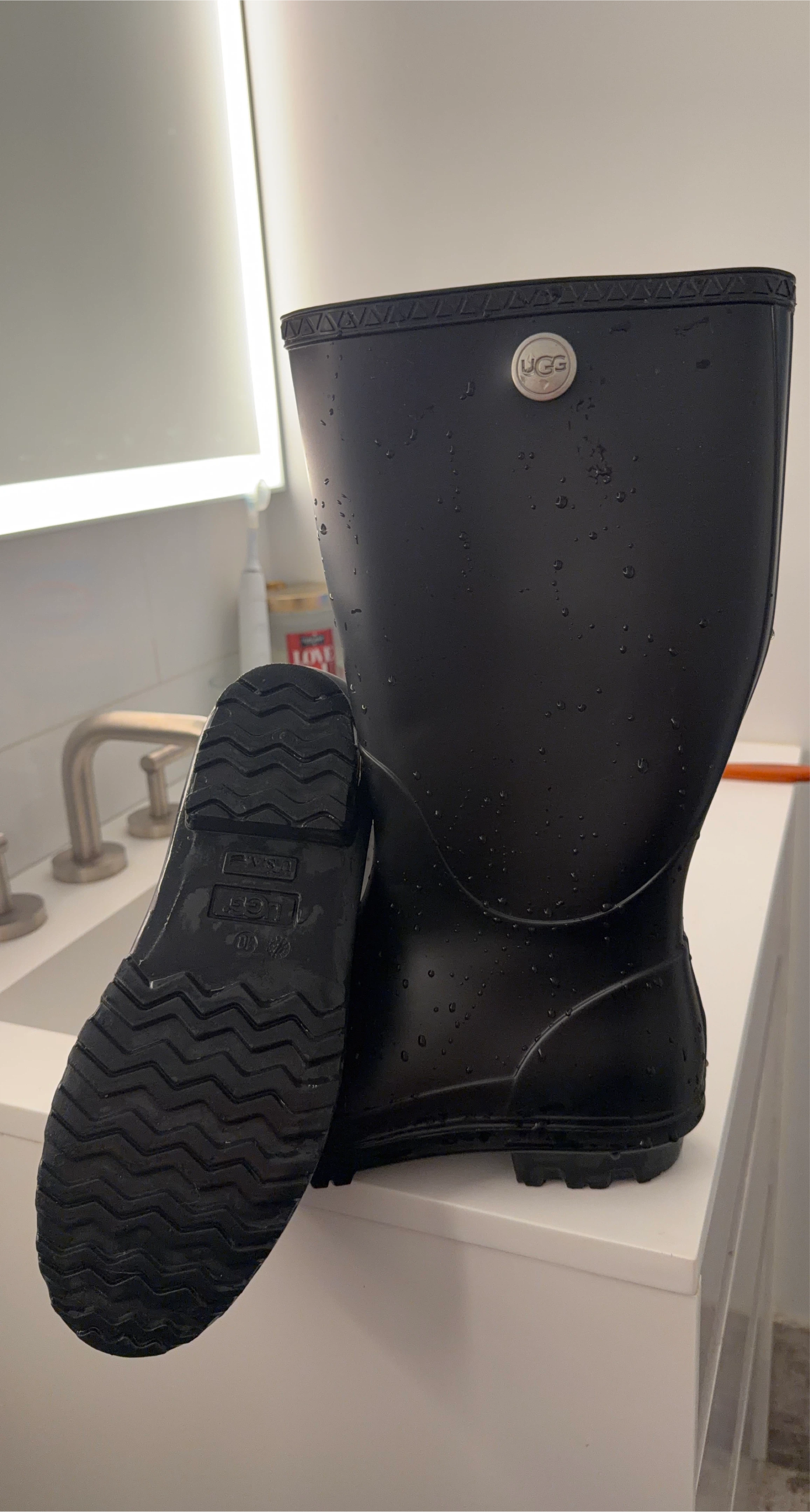 UGG Black Rubber Rain Boots