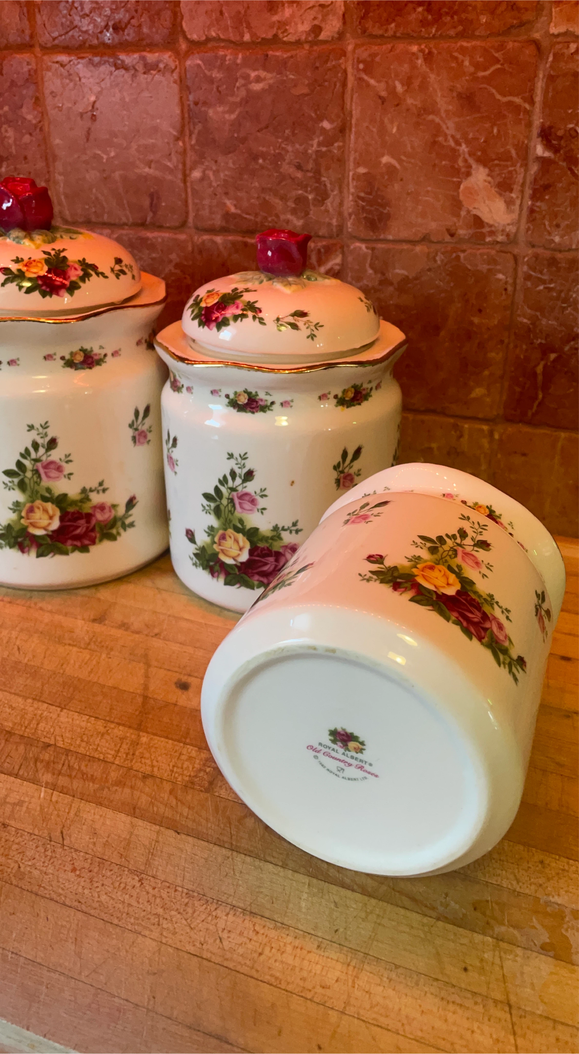 Set of 3 Royal Albert Old Country Roses Canister Set