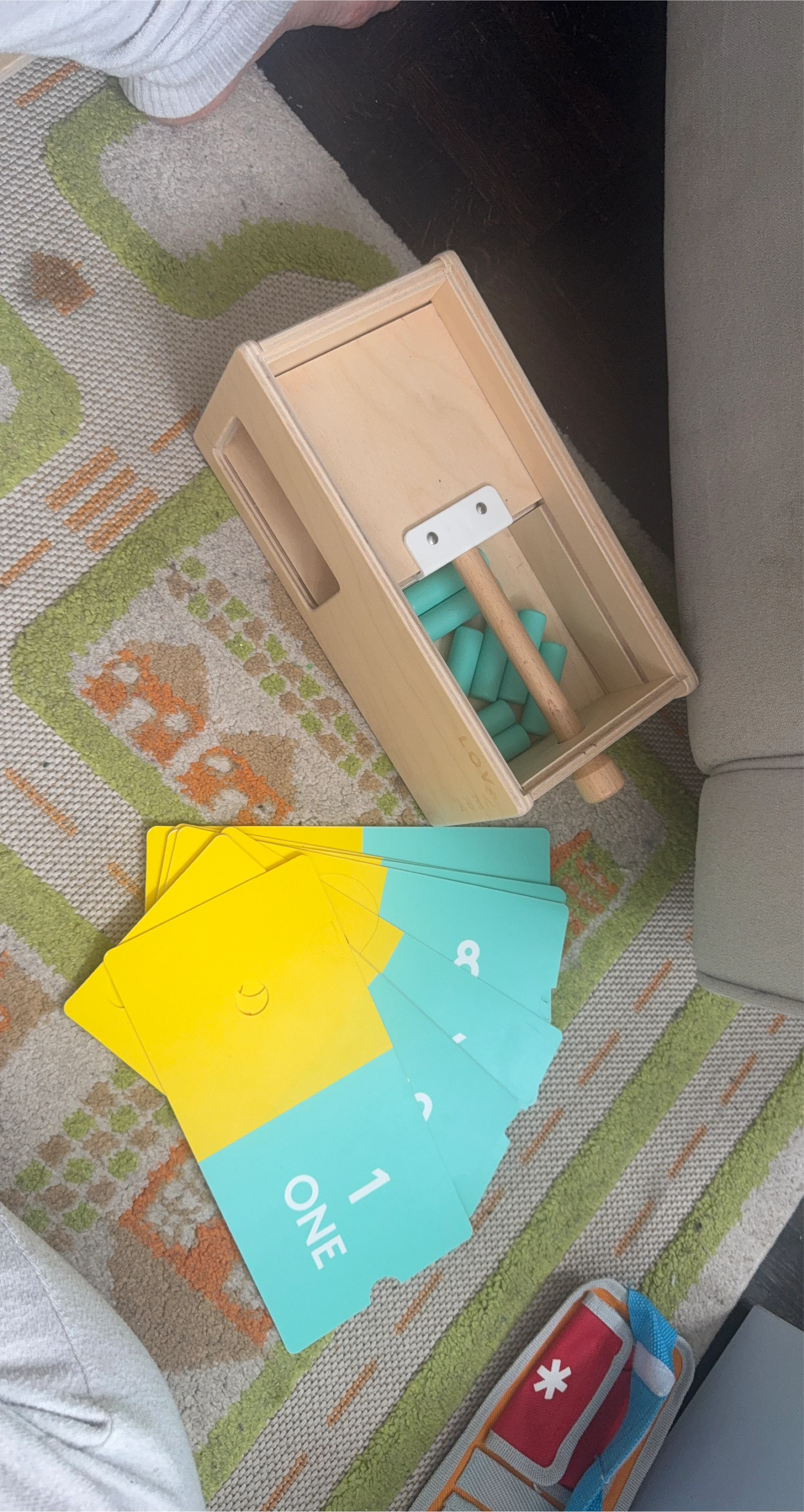 Wooden Hammer Toy with Pegs and Cards