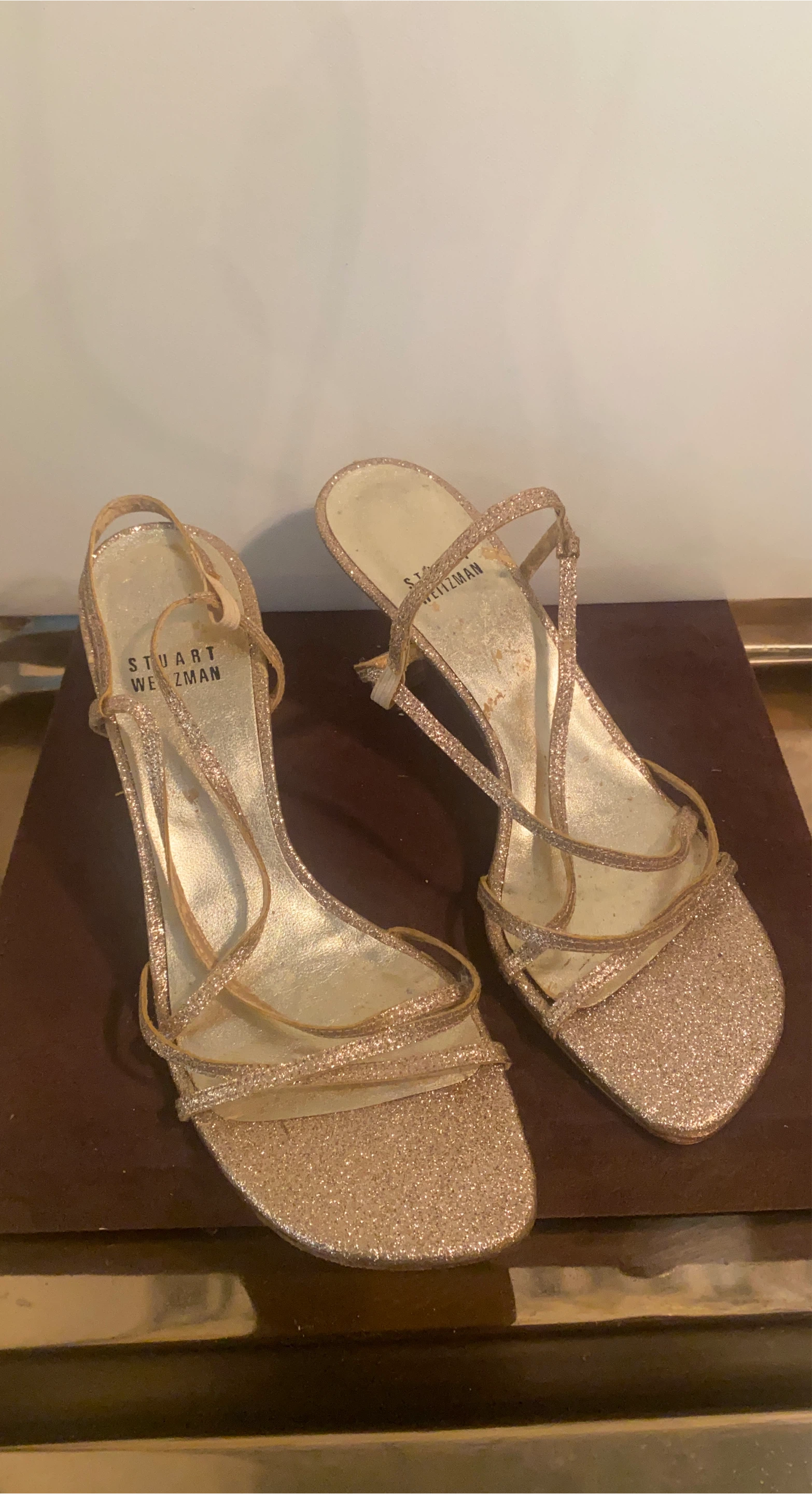 Stuart Weitzman Glitter Strappy Heeled Sandals