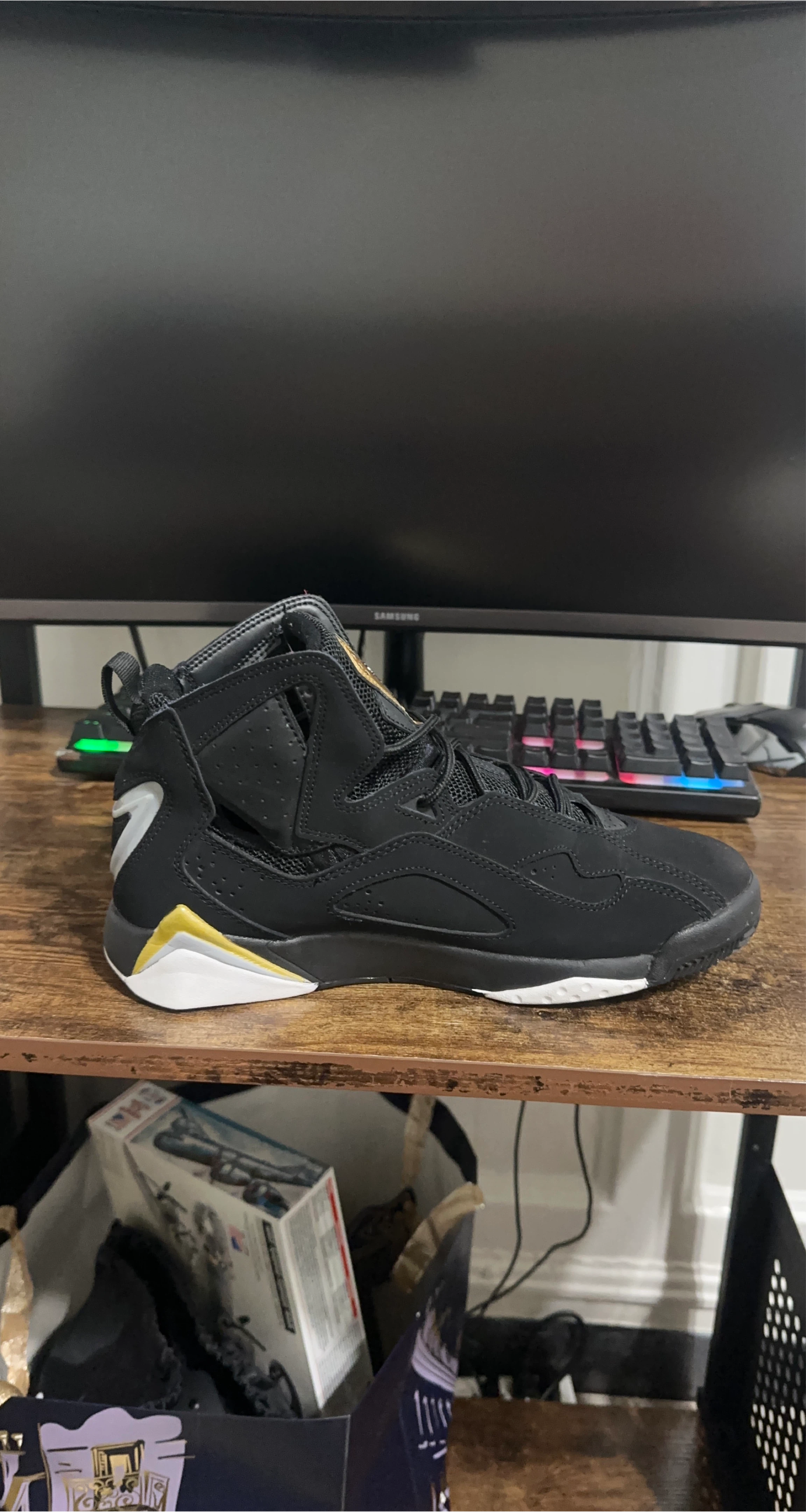Jordan True Flight Black Gold Basketball Shoes