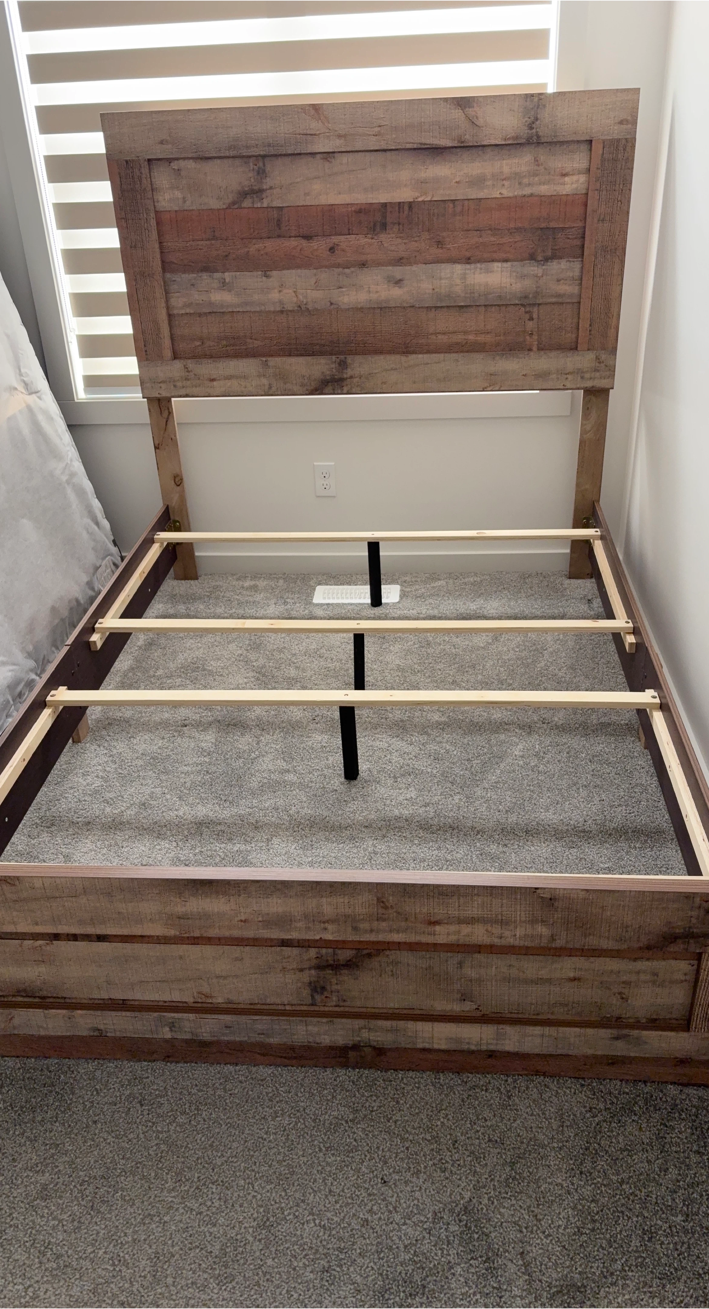 Rustic Wood Bed Frame with Headboard