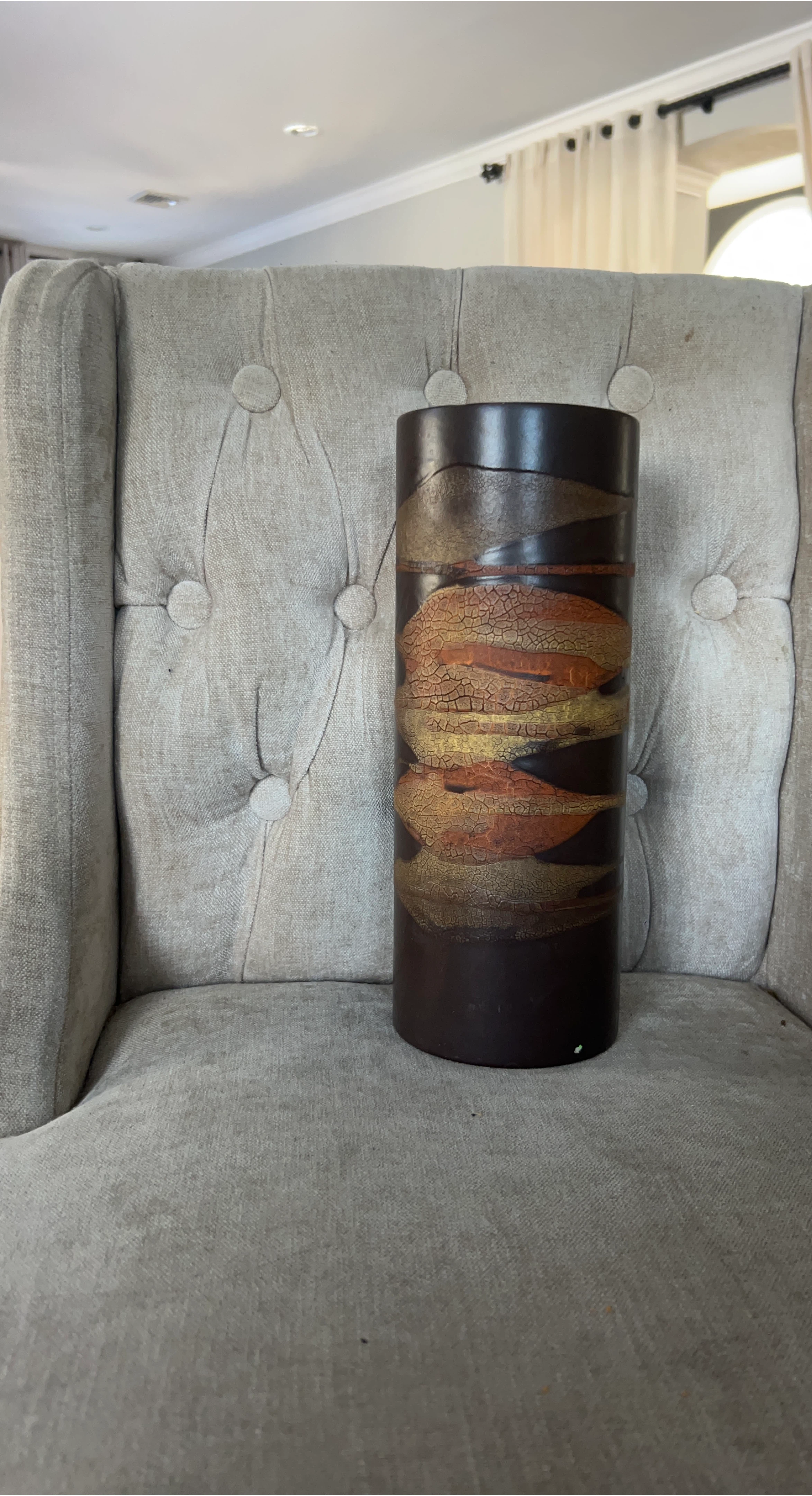 Decorative Cylindrical Vase with Abstract Design