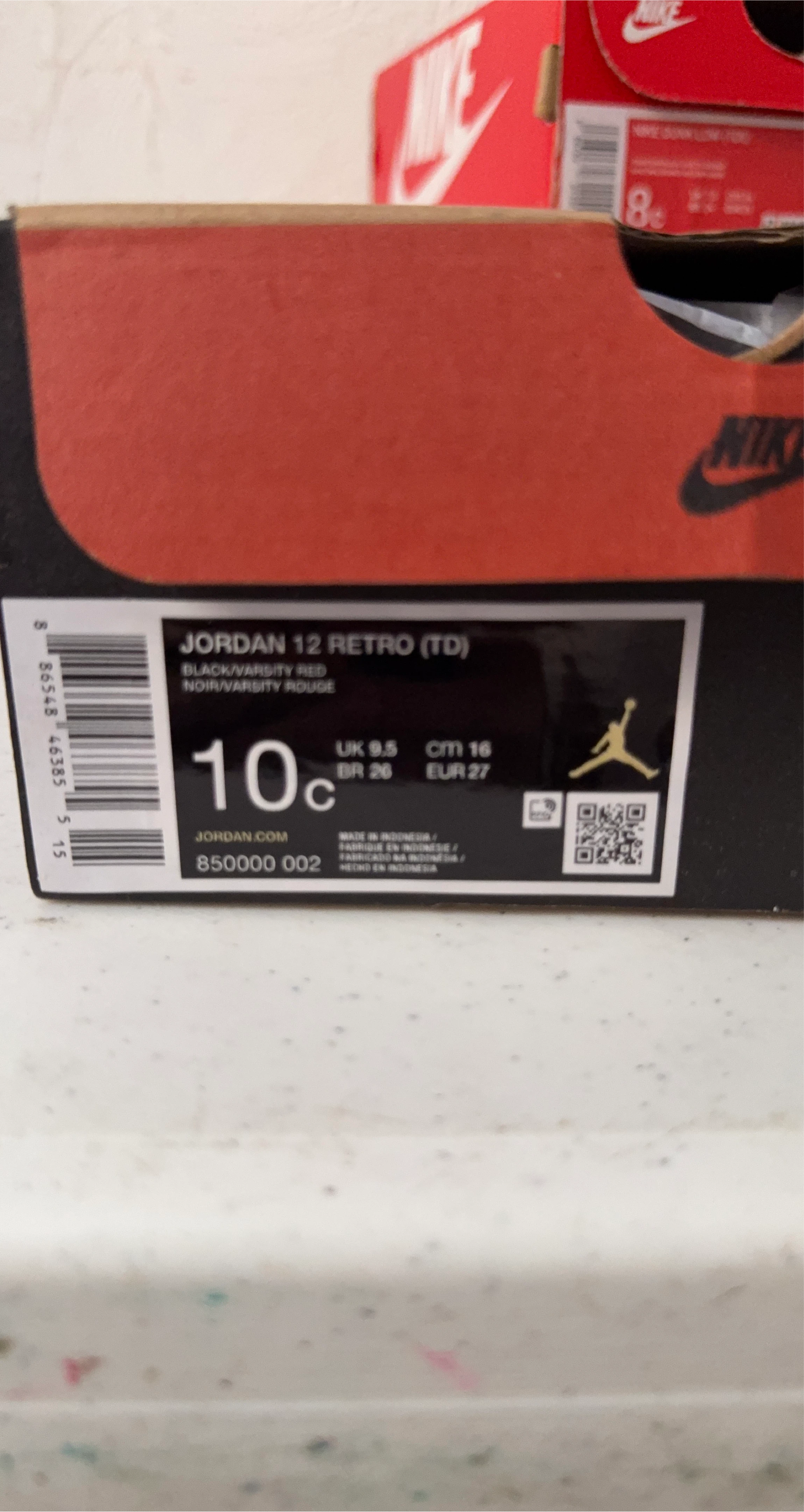 Jordan 12 Retro TD Toddler Shoes Black Red