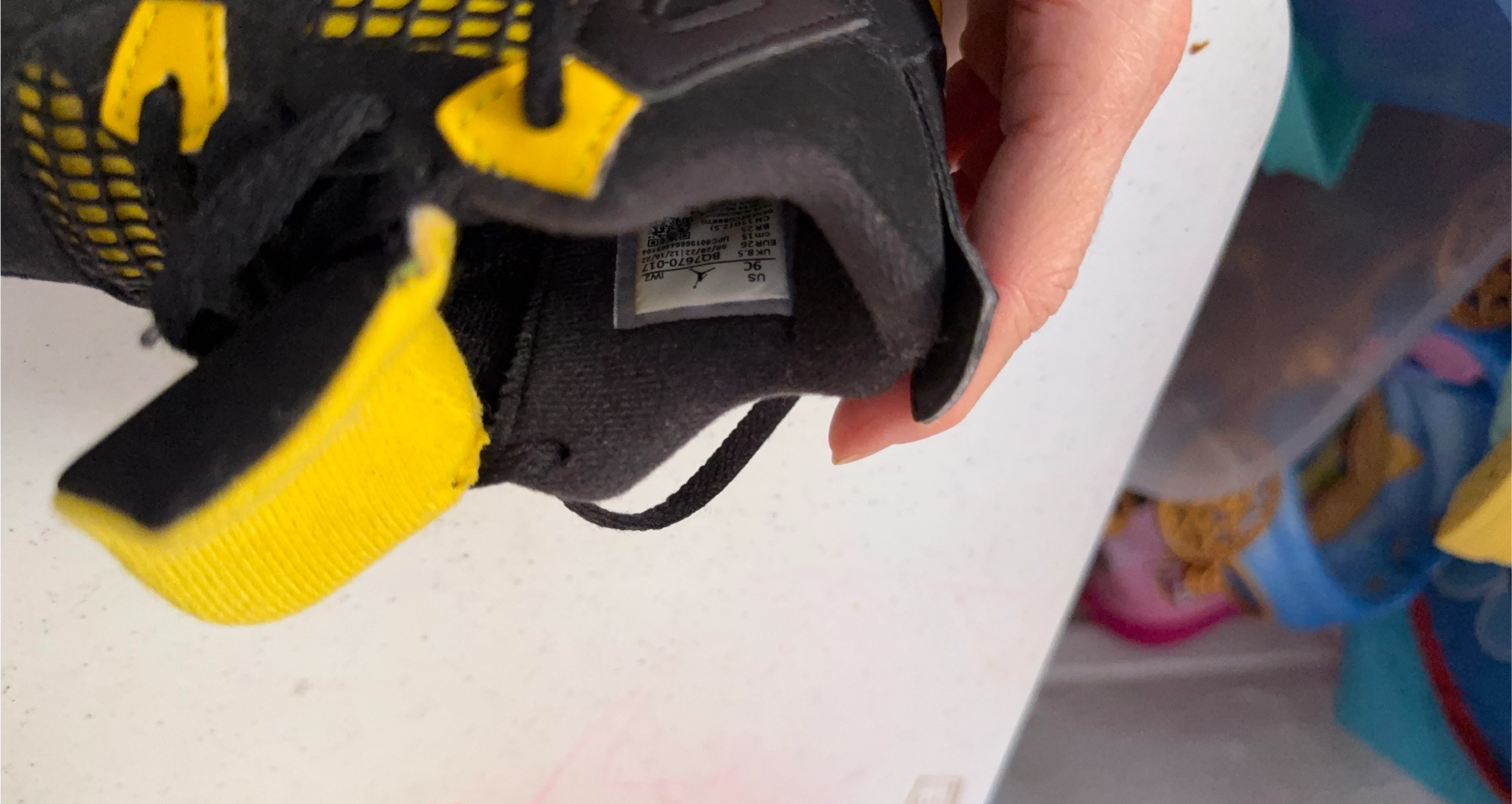 Jordan 4 Toddler Shoes Black Yellow Size 9C