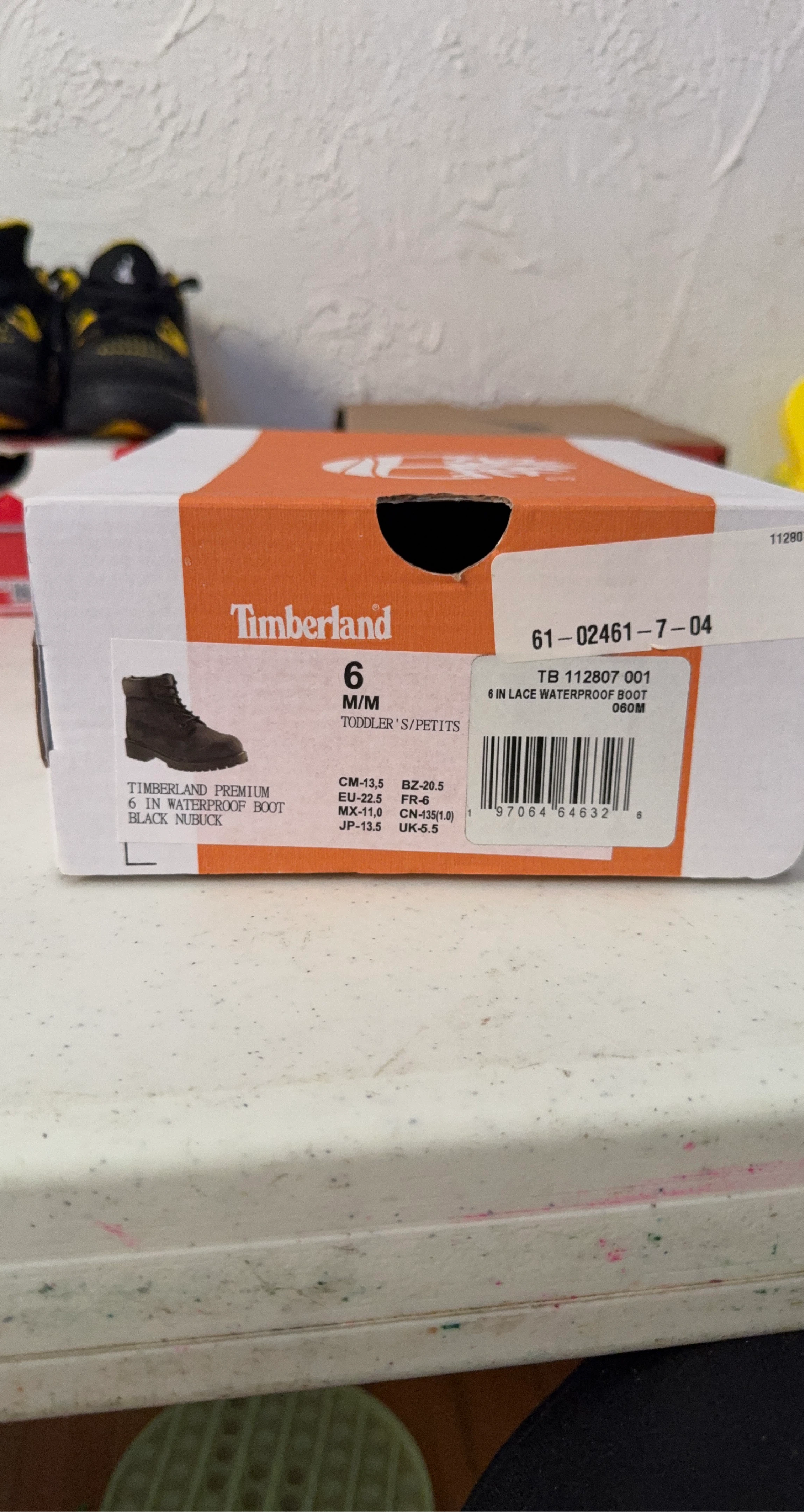Timberland Toddler 6" Waterproof Boots - Black Nubuck, Size 6