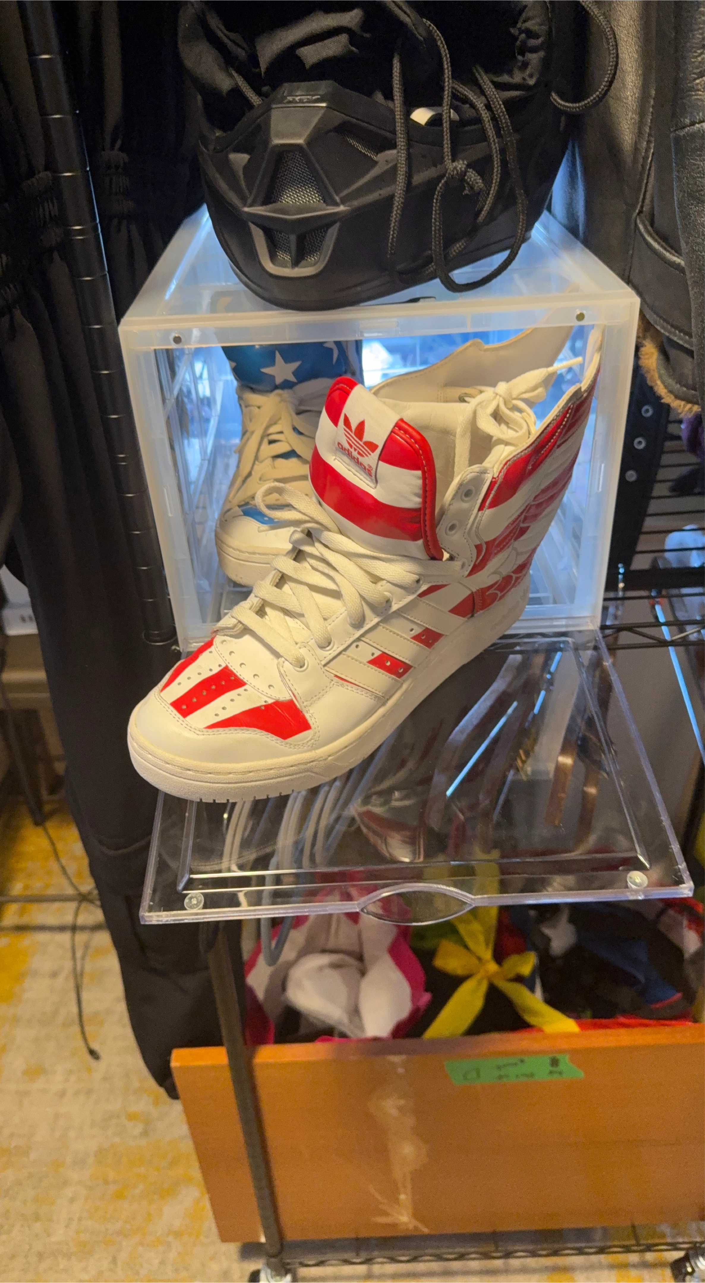 Adidas Wings High-Top Sneakers - Red, White, & Blue