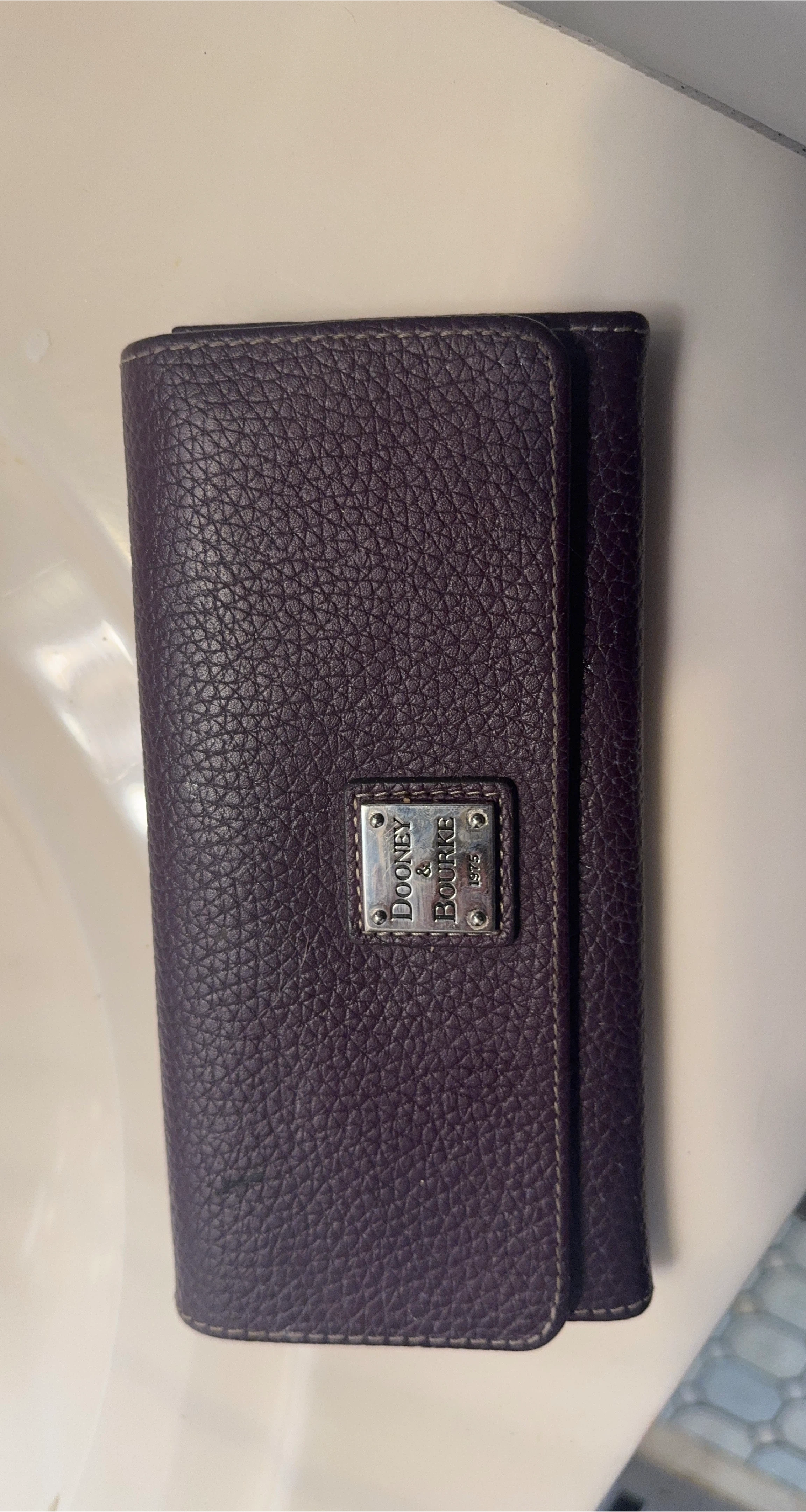 Dooney & Bourke Purple Leather Trifold Wallet