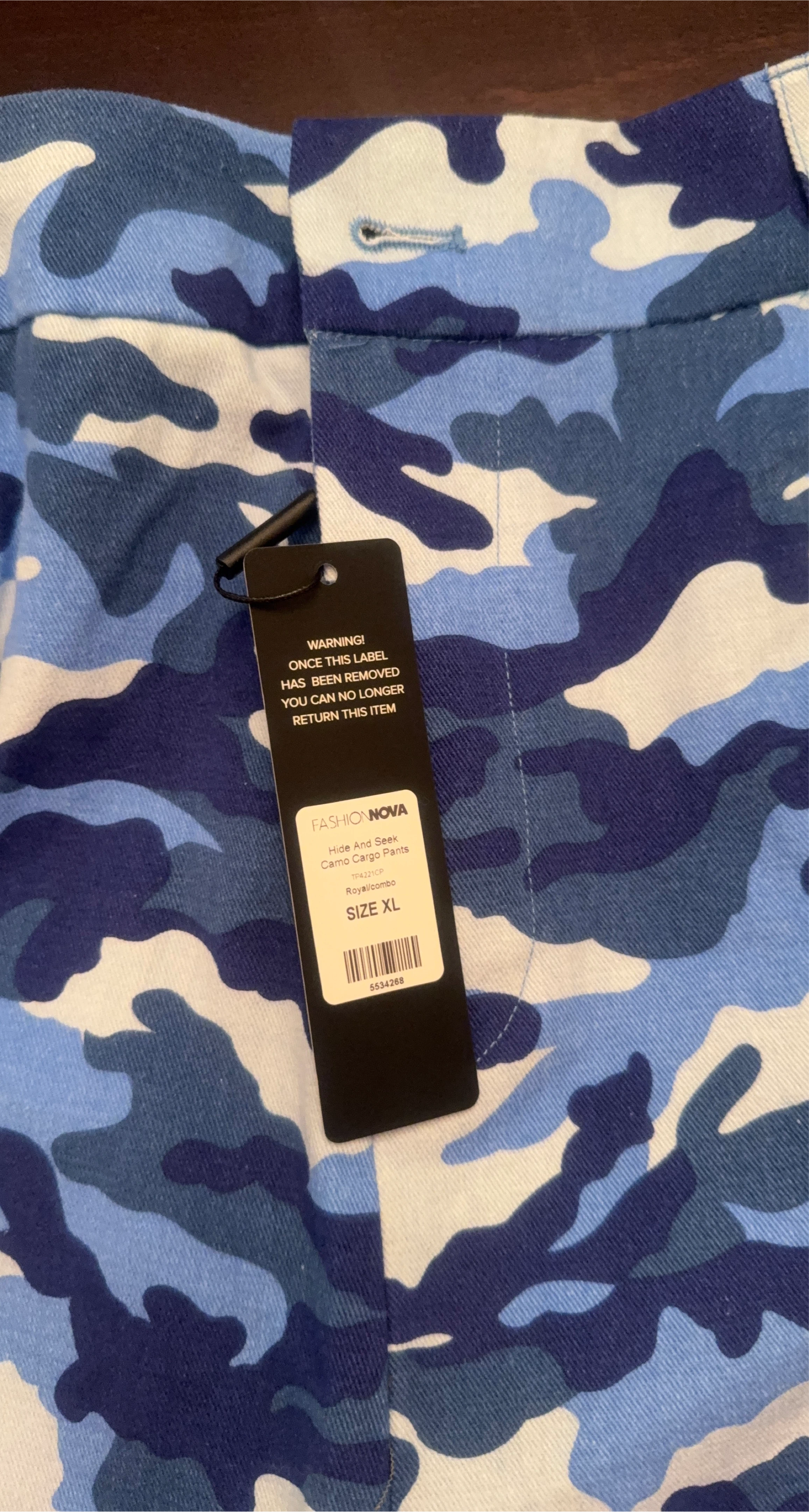 Fashion Nova Blue Camo Cargo Pants Size XL