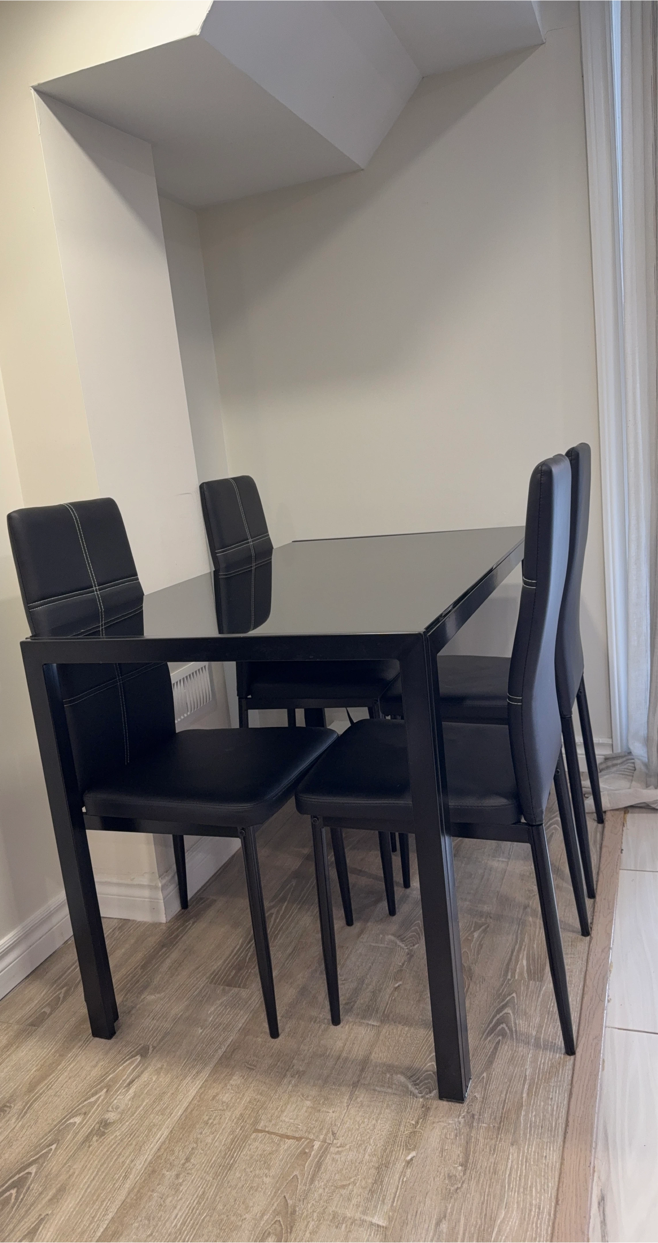 Black Dining Table Set with 4 Chairs