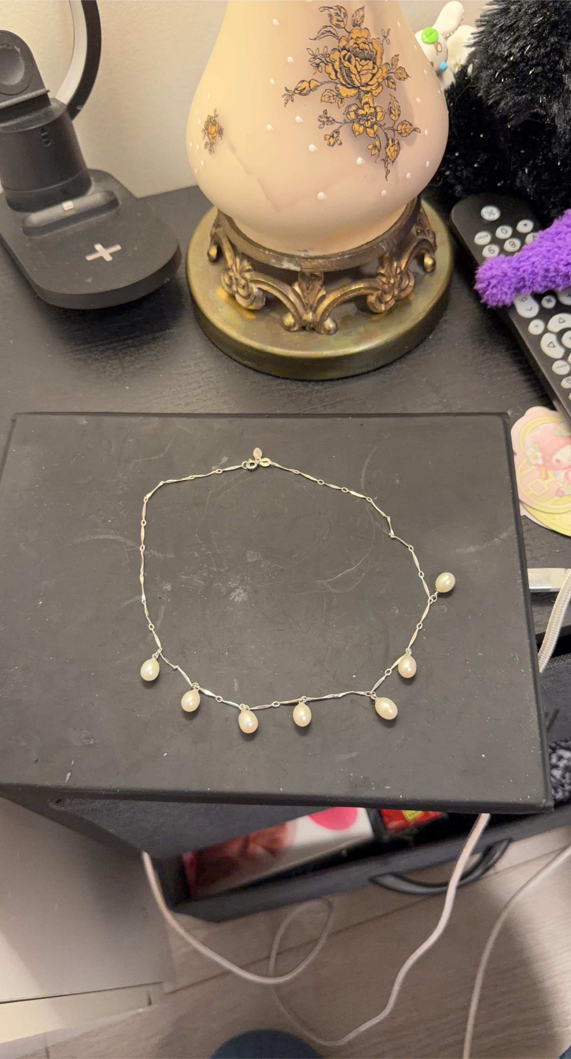 Silver necklace with small pearls