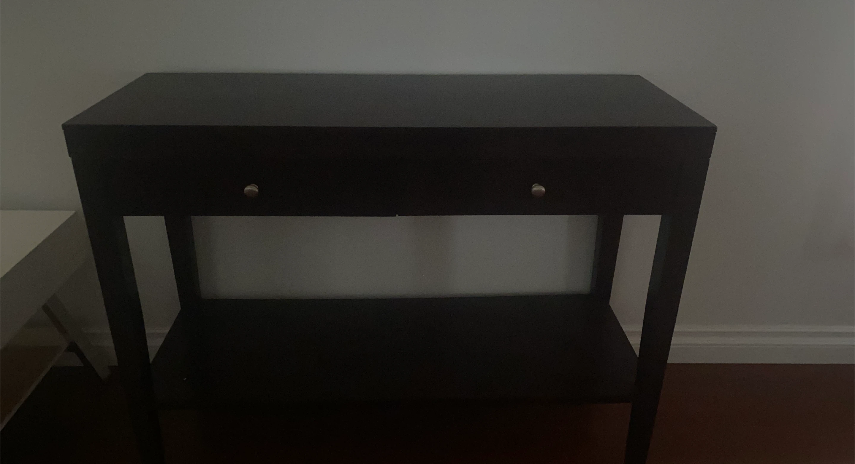 Dark Brown Console Table with Drawer and Shelf