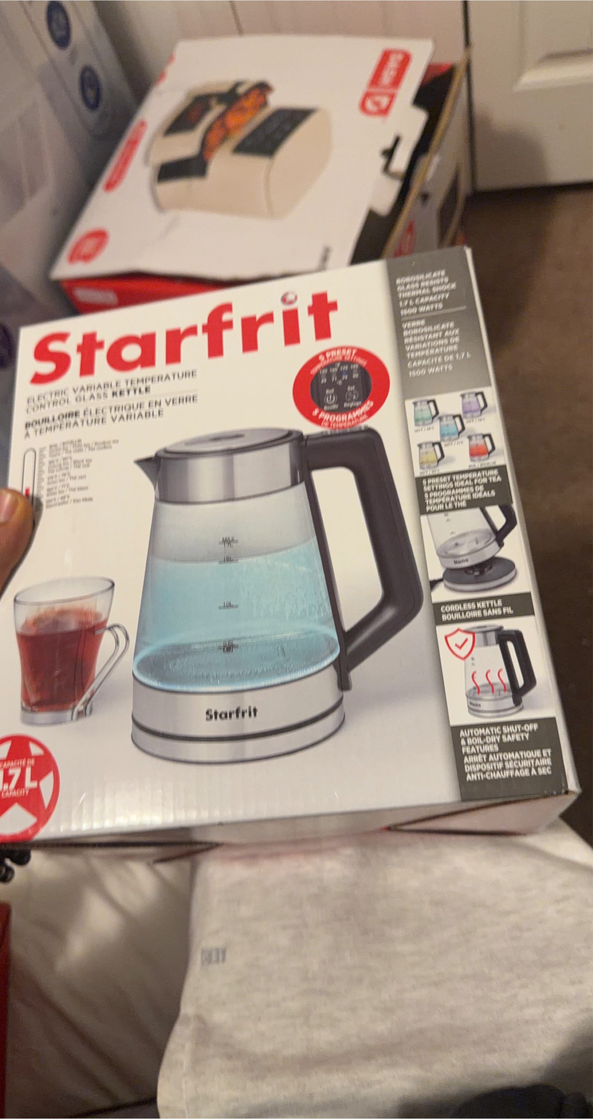 Starfrit Electric Variable Temperature Control Glass Kettle 1.7L