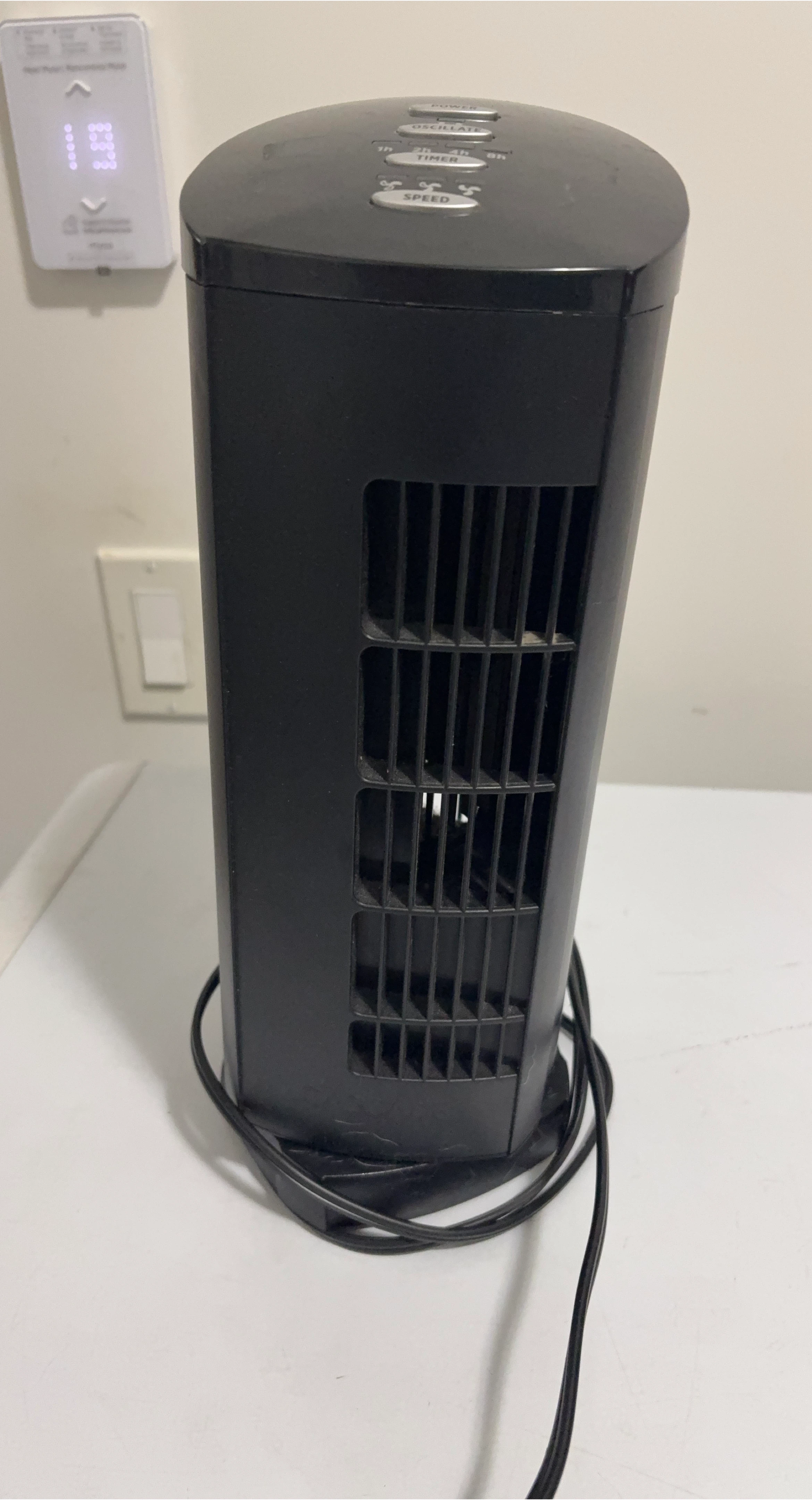 Mini Black Tower Fan with Timer and Speed Settings