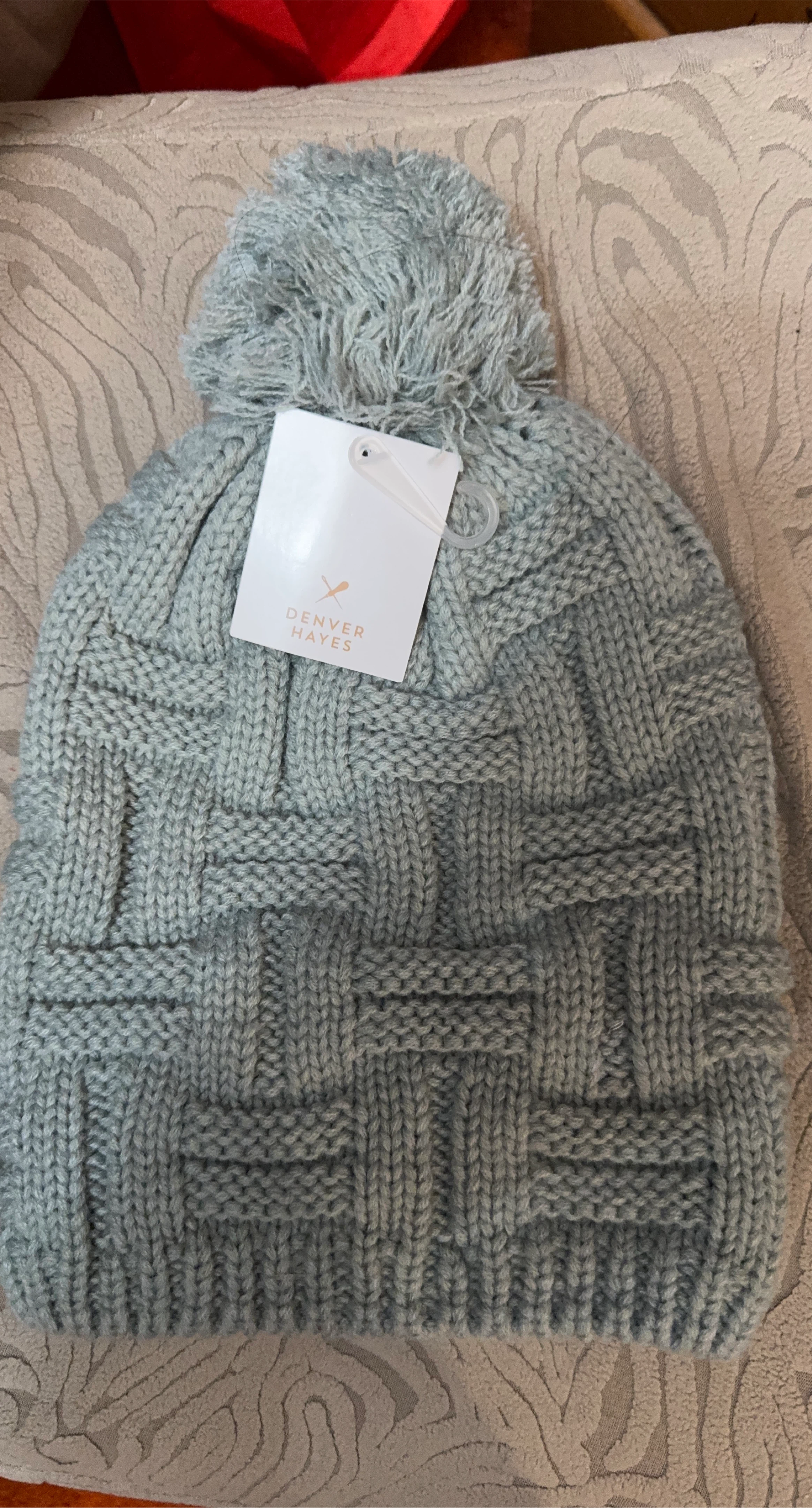 Denver Hayes Grey Knit Pom Pom Hat