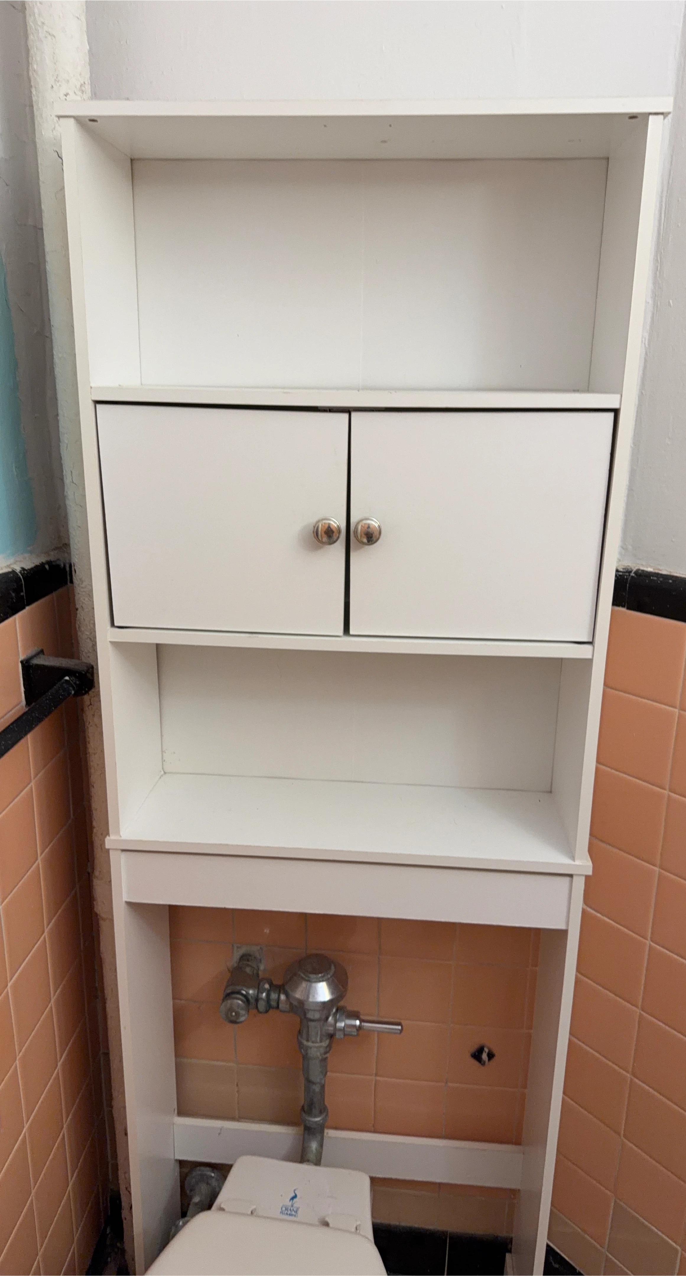 White Over-the-Toilet Storage Shelf with Cabinet