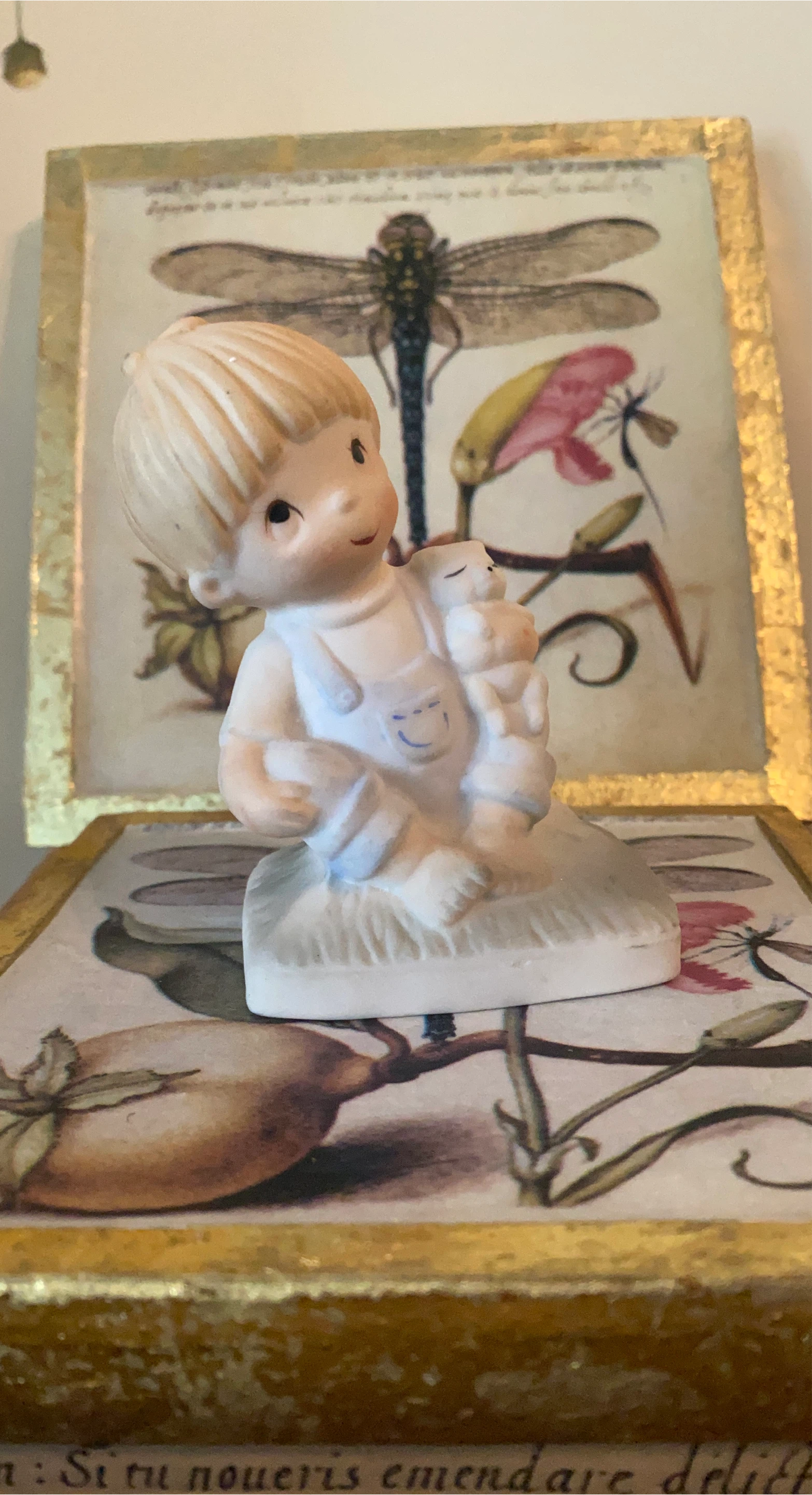 Vintage Porcelain Figurine of Boy Holding Baby
