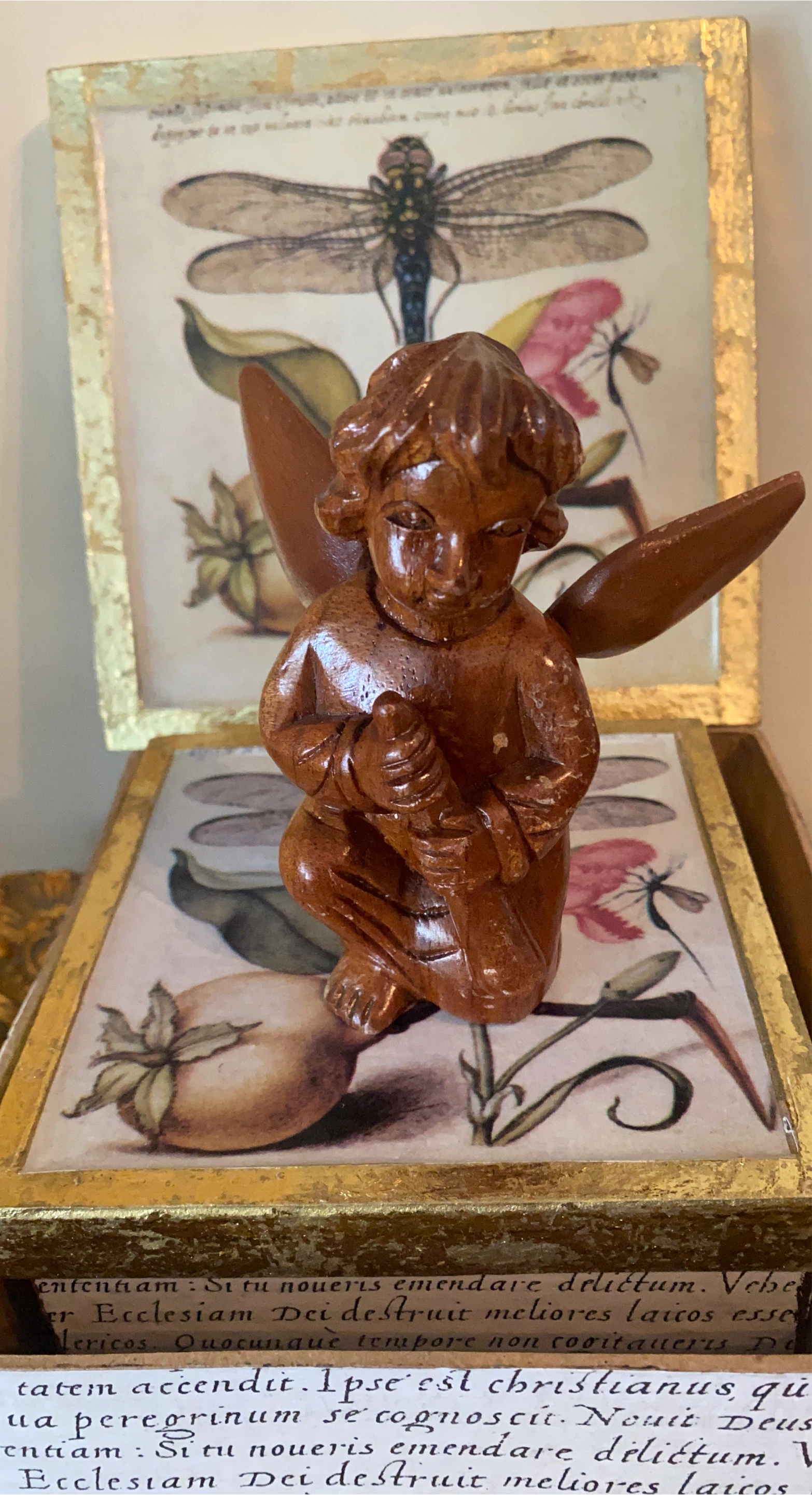Wooden Cherub Figurine
