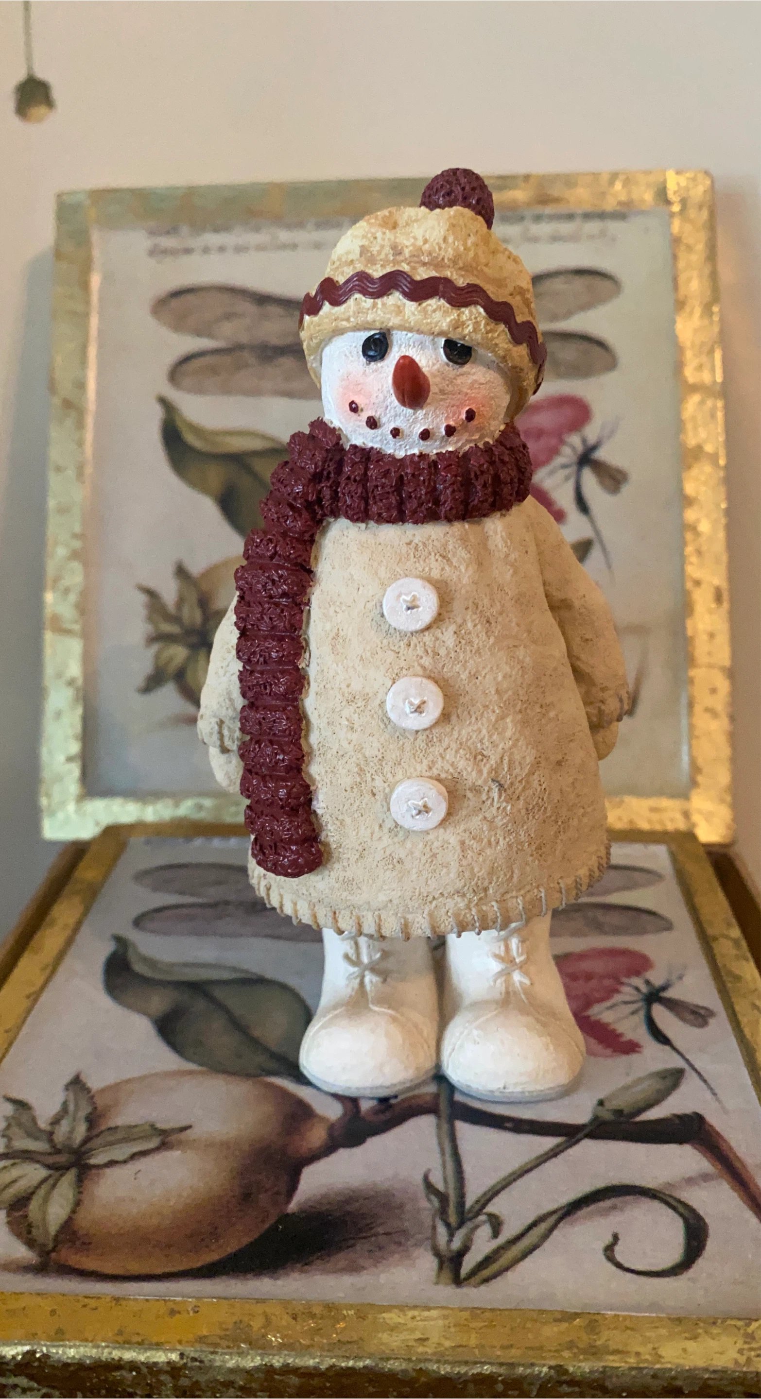 Decorative Snowman Figurine with Scarf and Hat