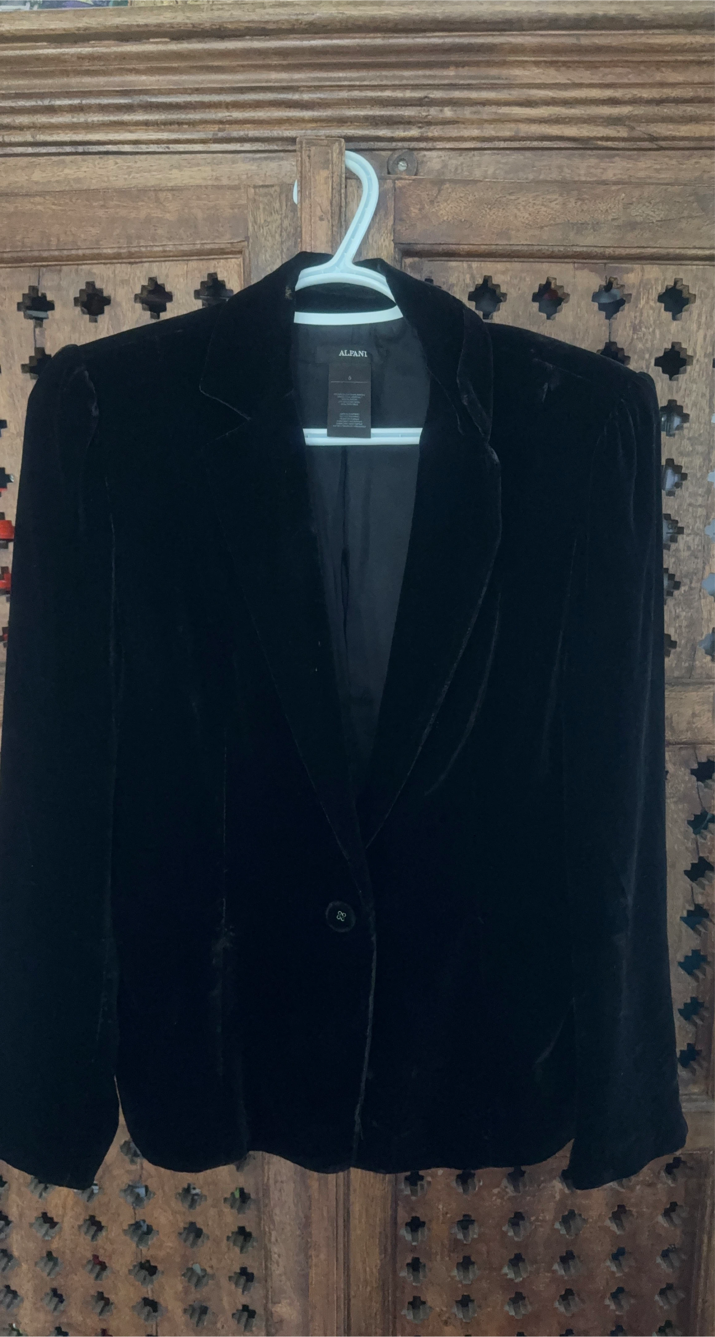Alfani Black Velvet Blazer Jacket Size 6