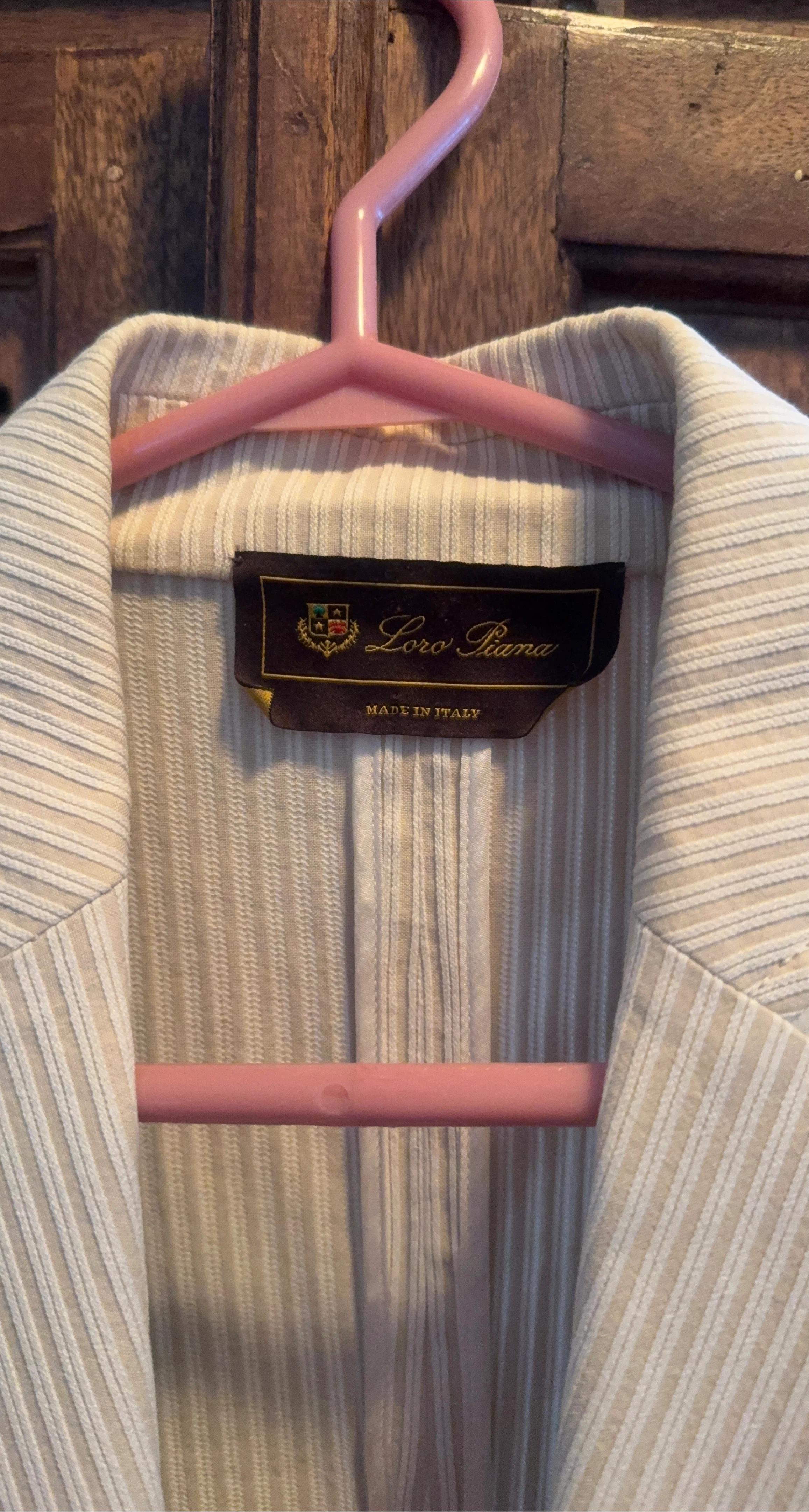 Loro Piana Women's Size 42 Beige Pinstripe Blazer