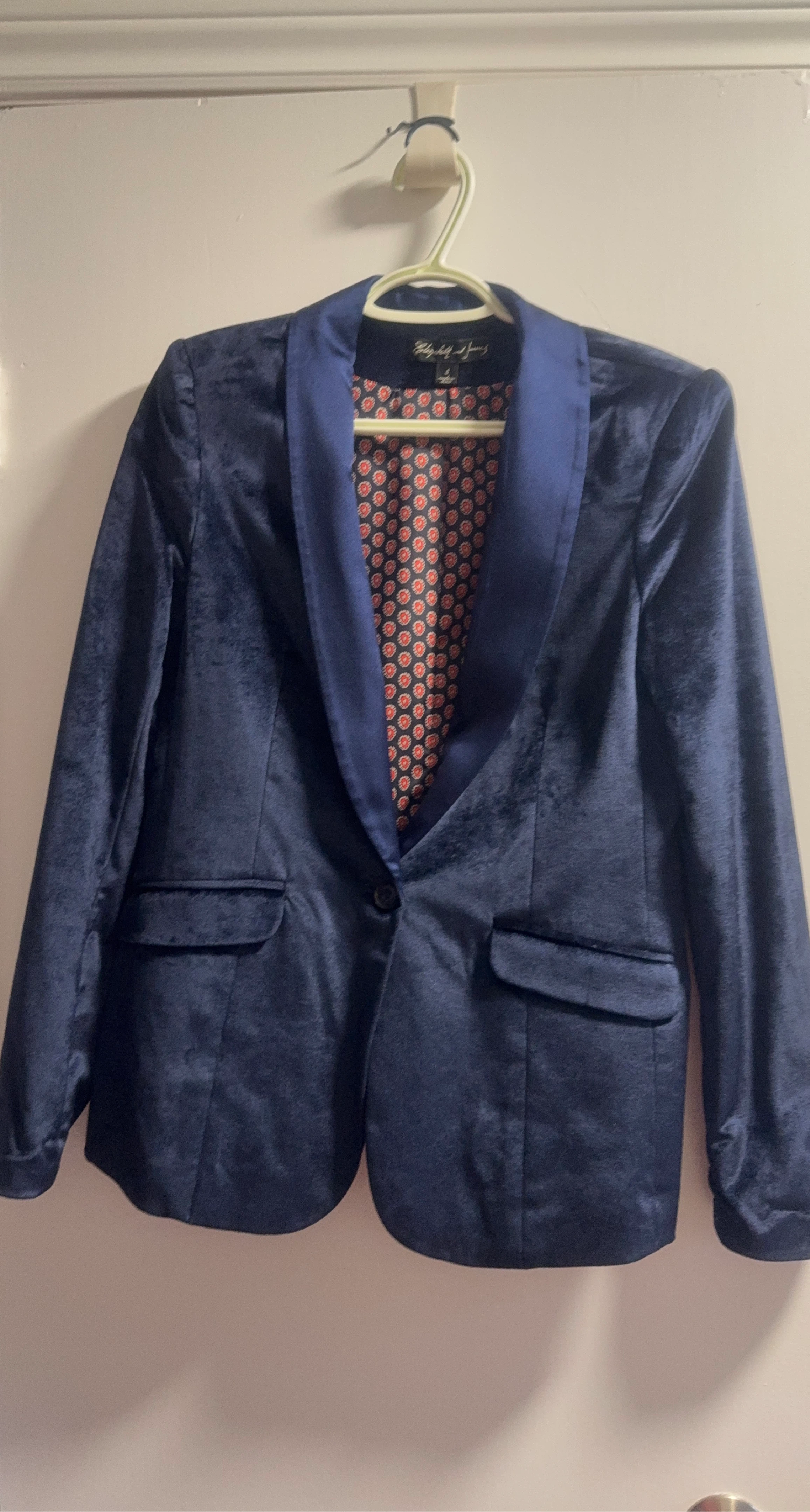 Elizabeth and James Navy Velvet Blazer Size 8