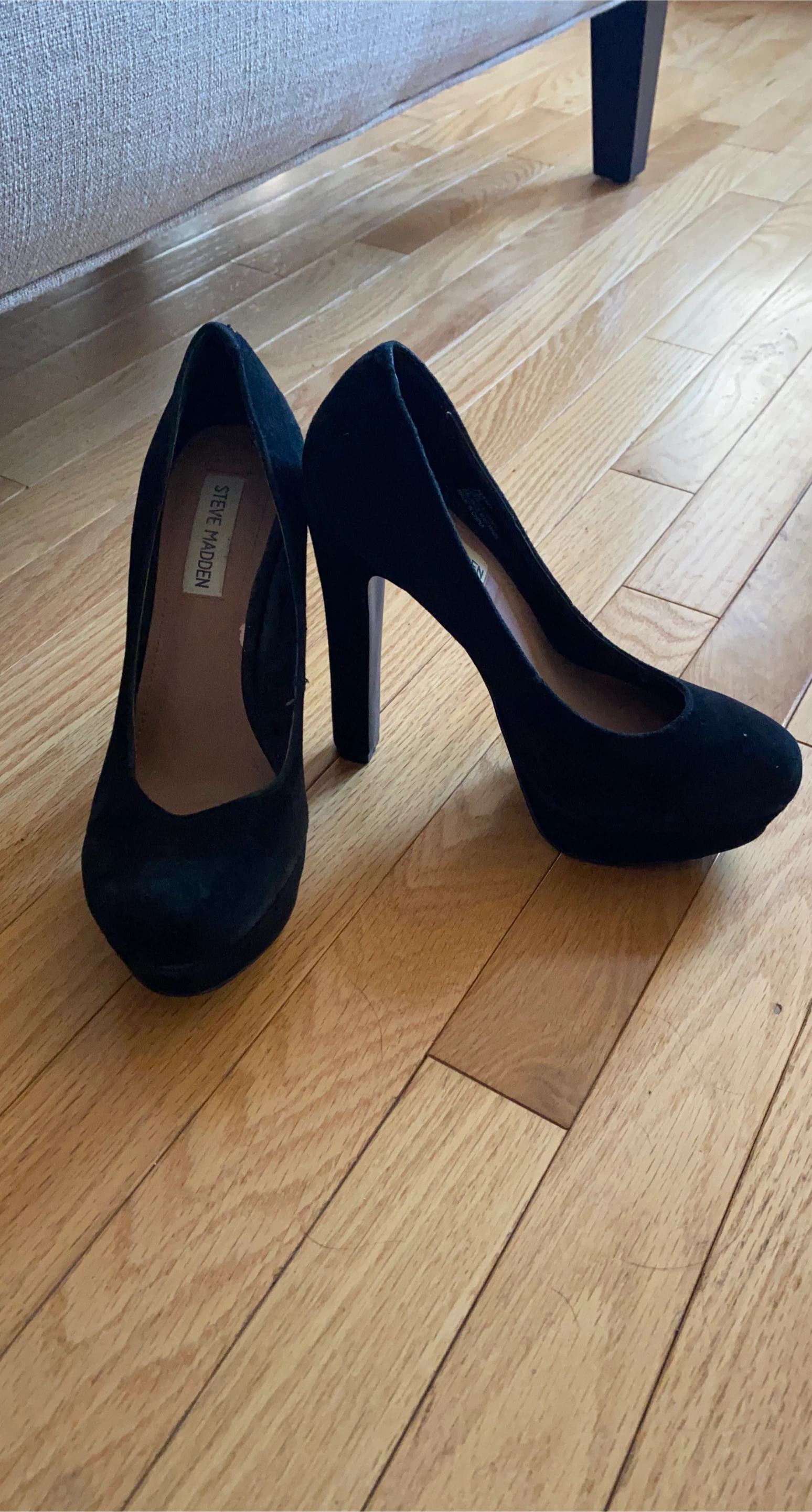Steve Madden Black Suede Platform Heels