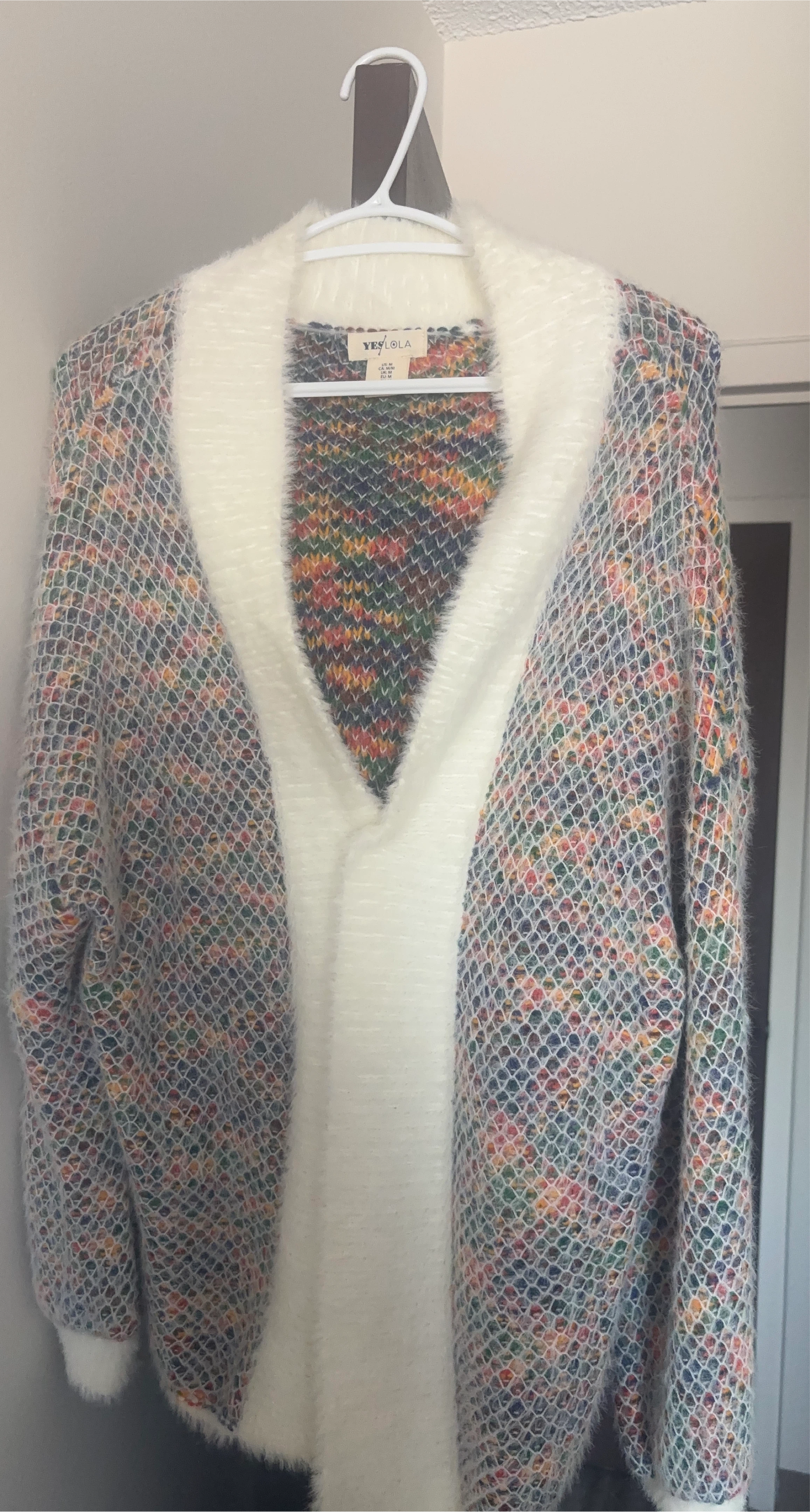YESLOLA Multicolour Fuzzy Knit Cardigan - Size Medium